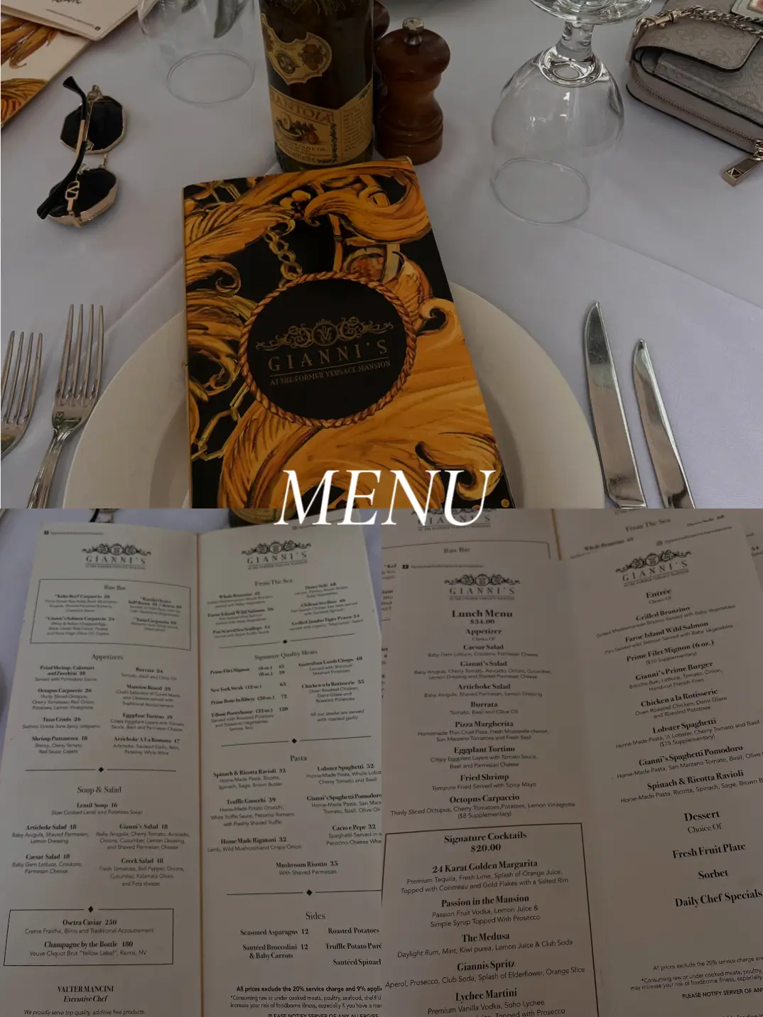 Versace dinner discount menu