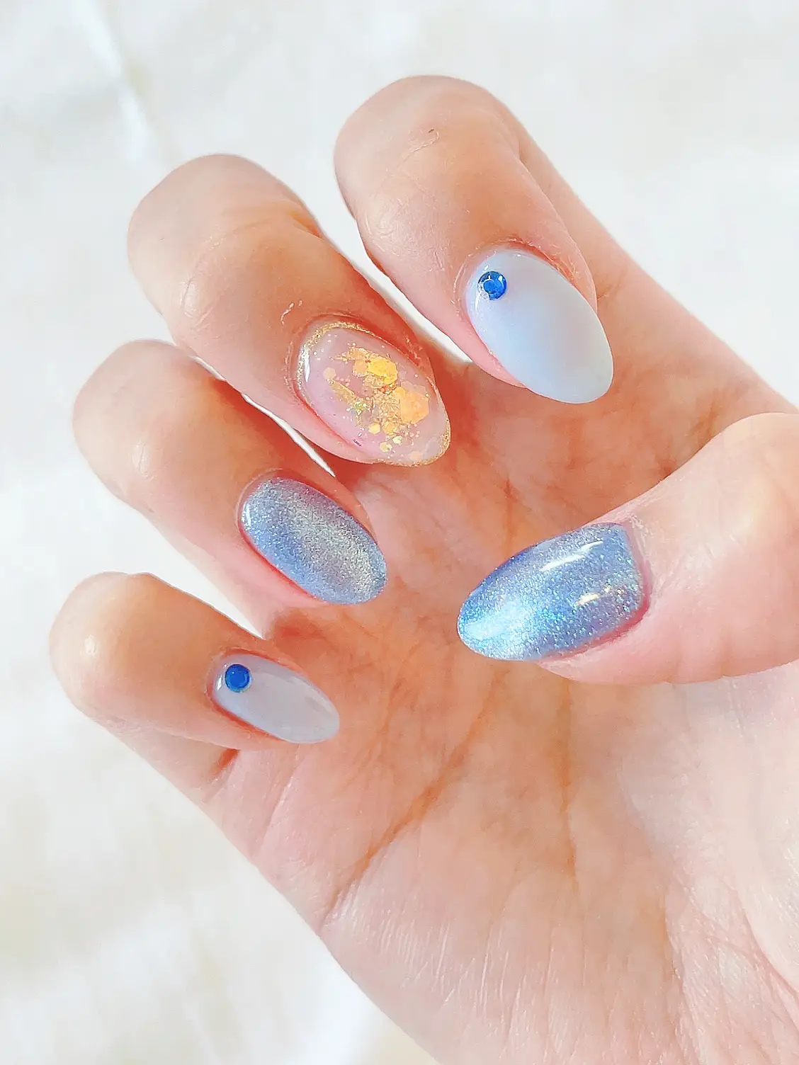 New Nail💅💎✨春の空みたいな淡いマグネットネイルがポイントの爽やか