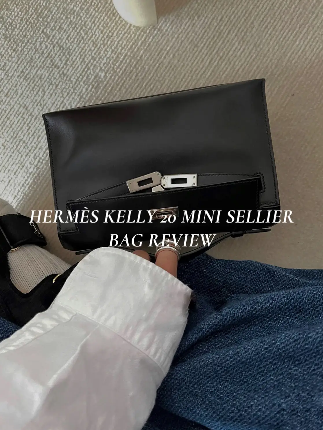 Hermes Kelly 20 Mini Sellier Noir Black Box Palladium Hardware