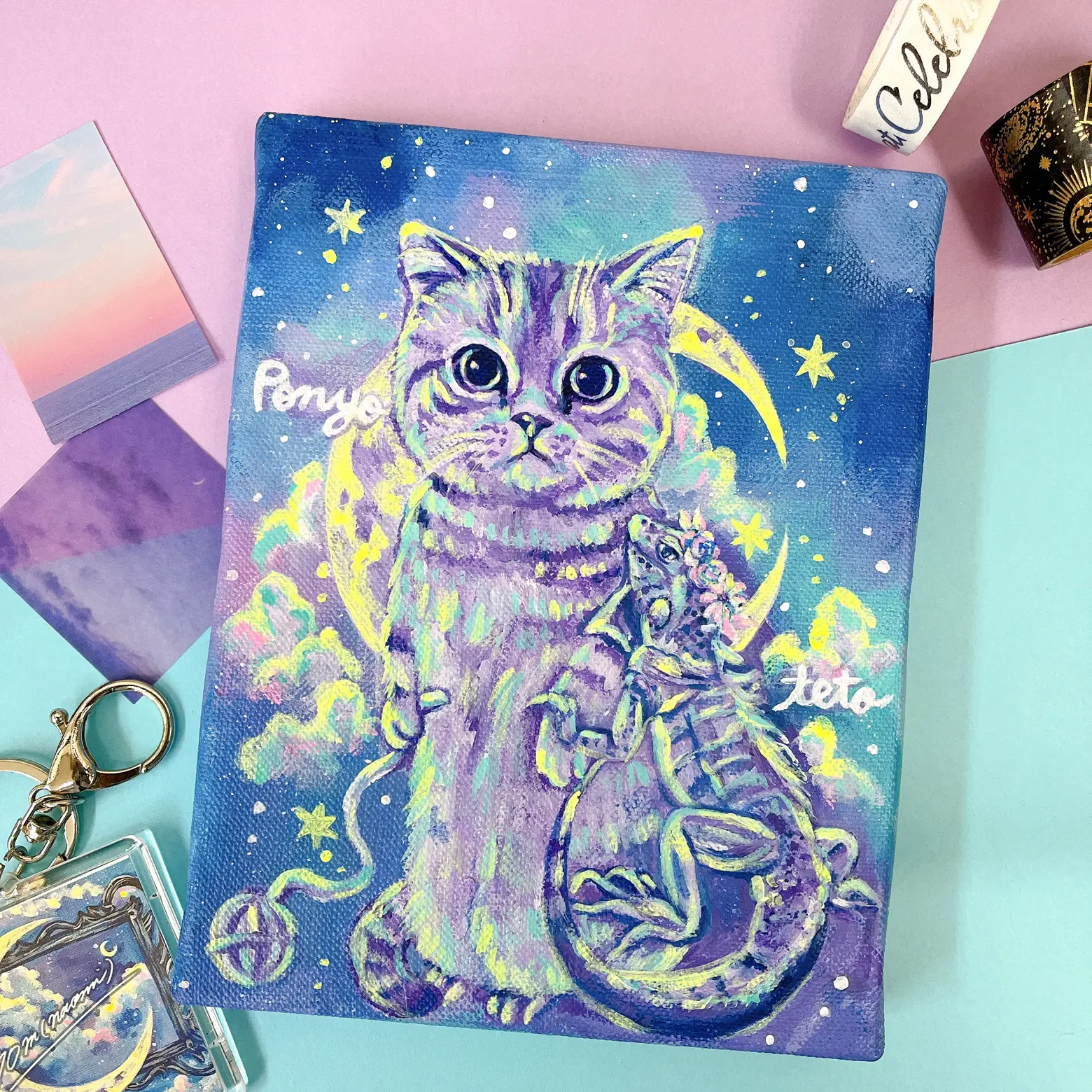 cat 絵画　イラスト　ドローイング 黒猫 絵画 イラスト ドローイング