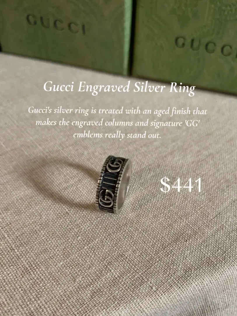 Gucci Double G Band Ring 925 Sterling Silver Aged Finish Size 12 US 6