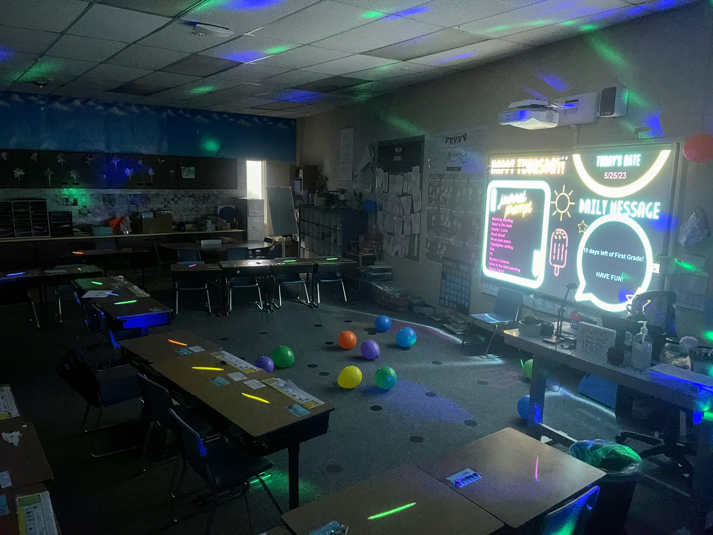 Cute Neon Glow in The Dark Classroom Decor Ideas