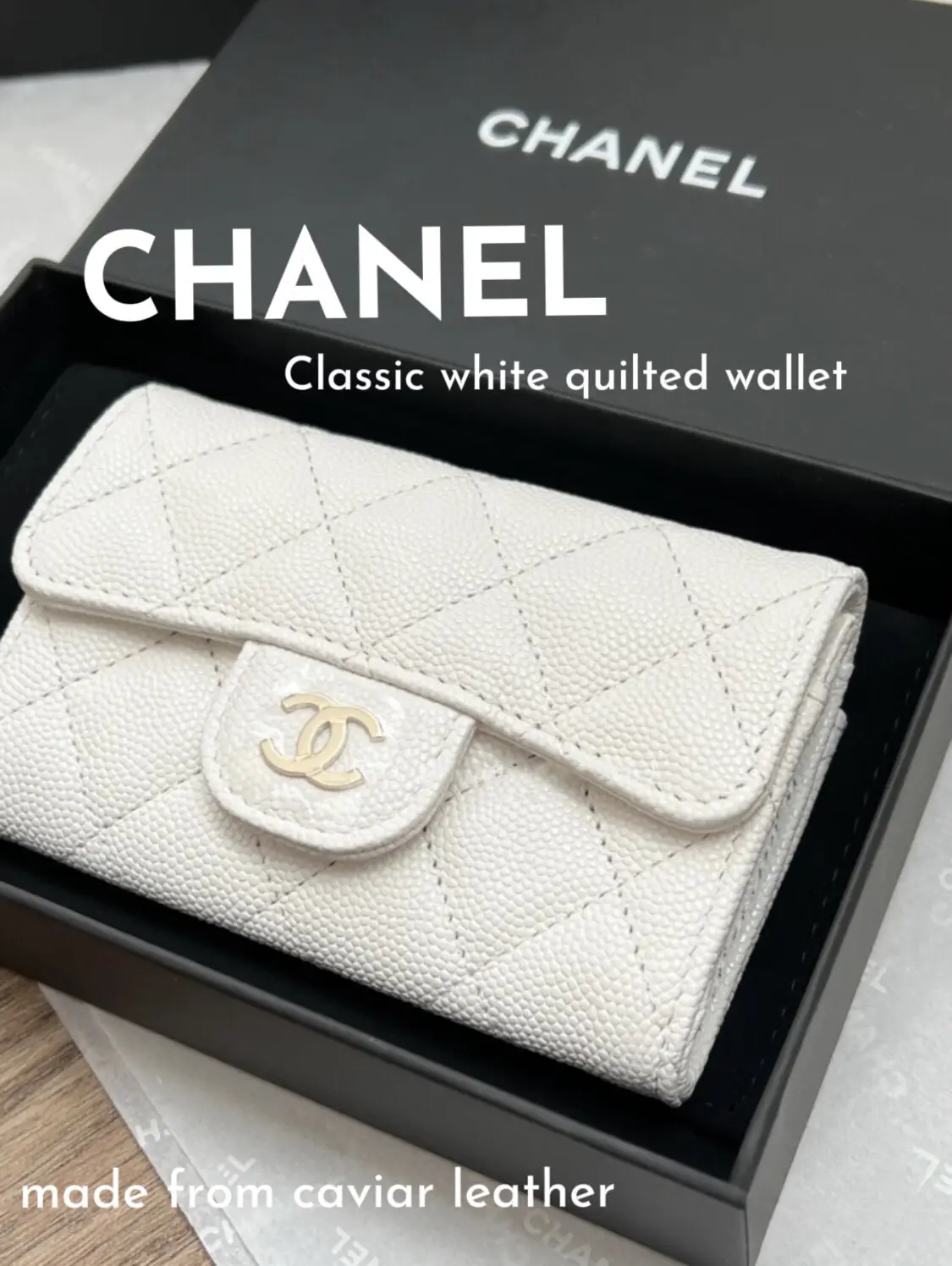 White chanel card discount holder