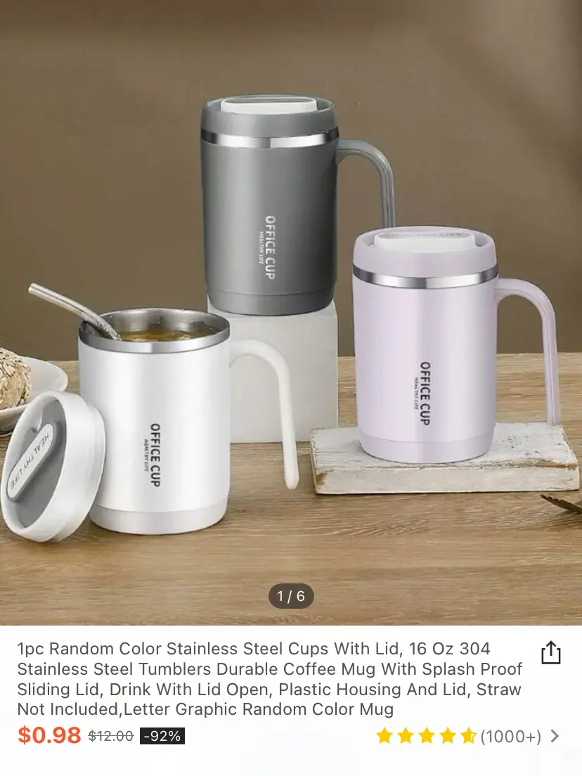 Hot Coffee Tumbler Vacuum Stainless Steel Coffee Cups Non Slip Travel Mug  (random Color)
