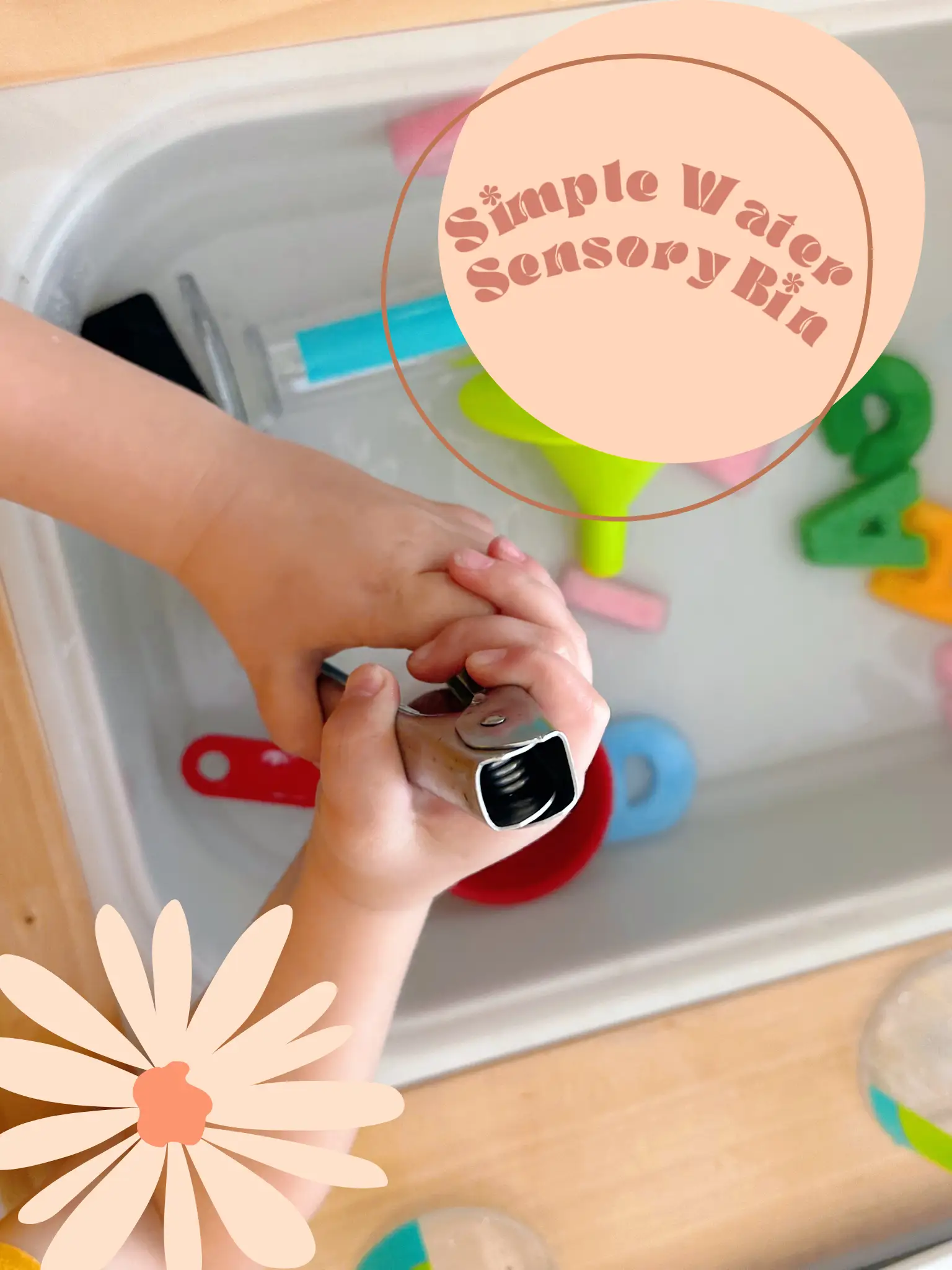 Simple DIY Water Table or Sensory Bin with Bottle Cap Letters - Living  Montessori Now