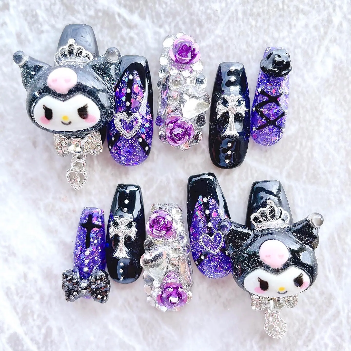 クロミネイルチップ🔮💜🗝🖤クロミちゃんネイル サンリオネイル