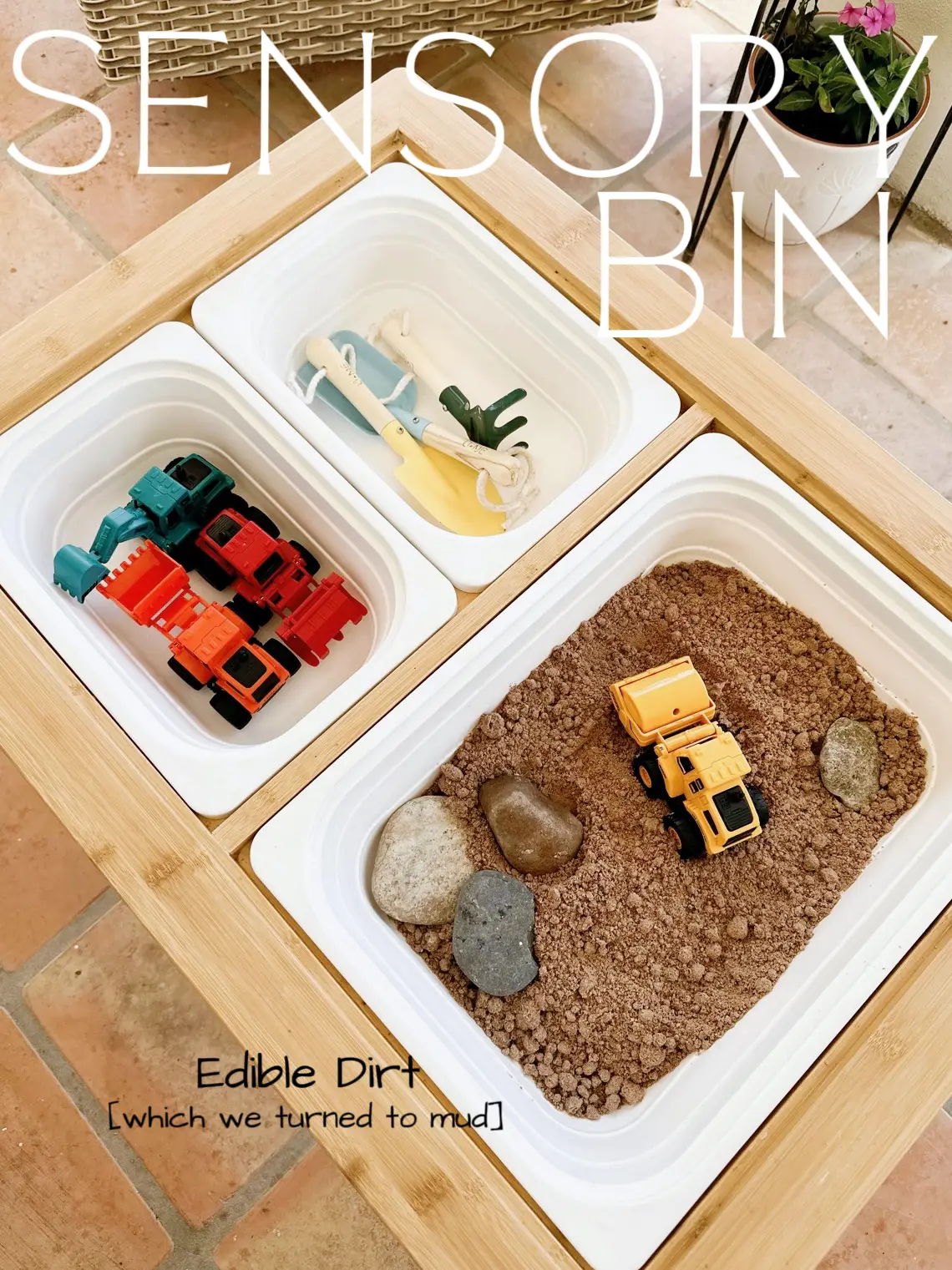 Edible Construction Sensory Bin - Super Simple