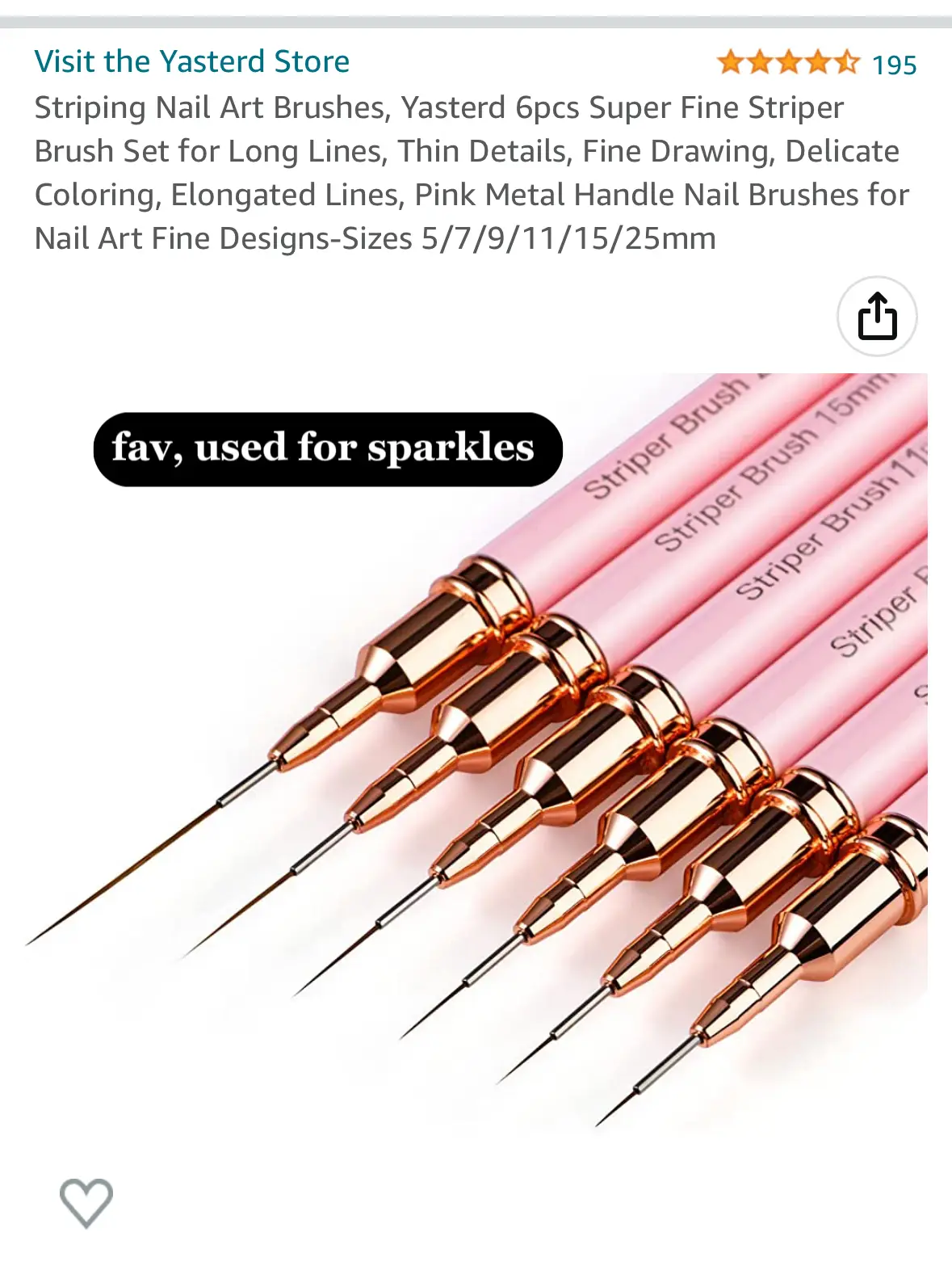 Striping Nail Art Brushes, Yasterd 6pcs Super Fine Striper Brush Set for  Long Lines, Thin Details, Fine Drawing, Delicate Coloring, Elongated Lines,  Pink Metal Handle Nail Brushes for Nail Art Fine Designs-Sizes
