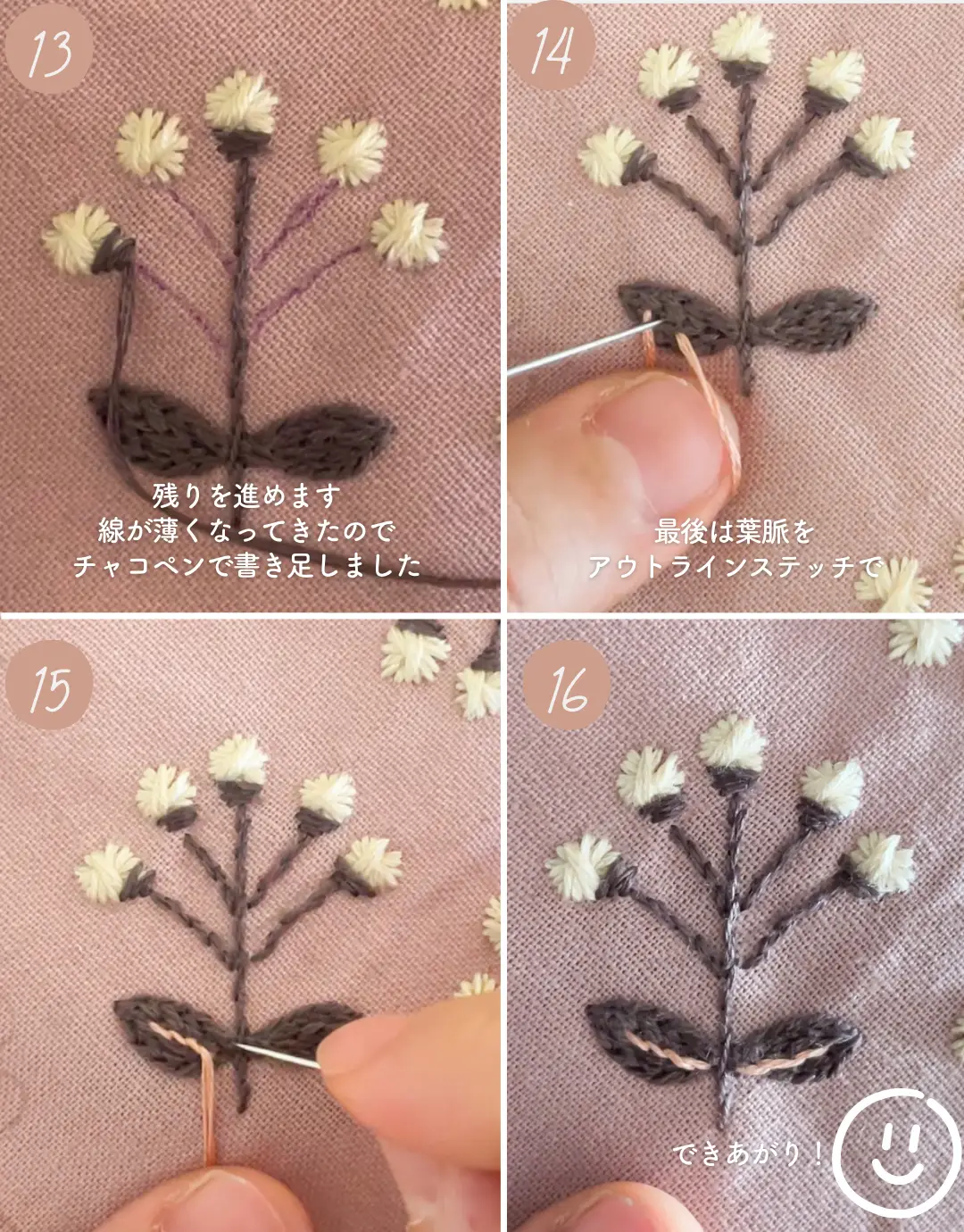 図案と作り方】🥀小花模様で総柄刺繍ポーチ | ハイトモニカ✺ 刺繍の