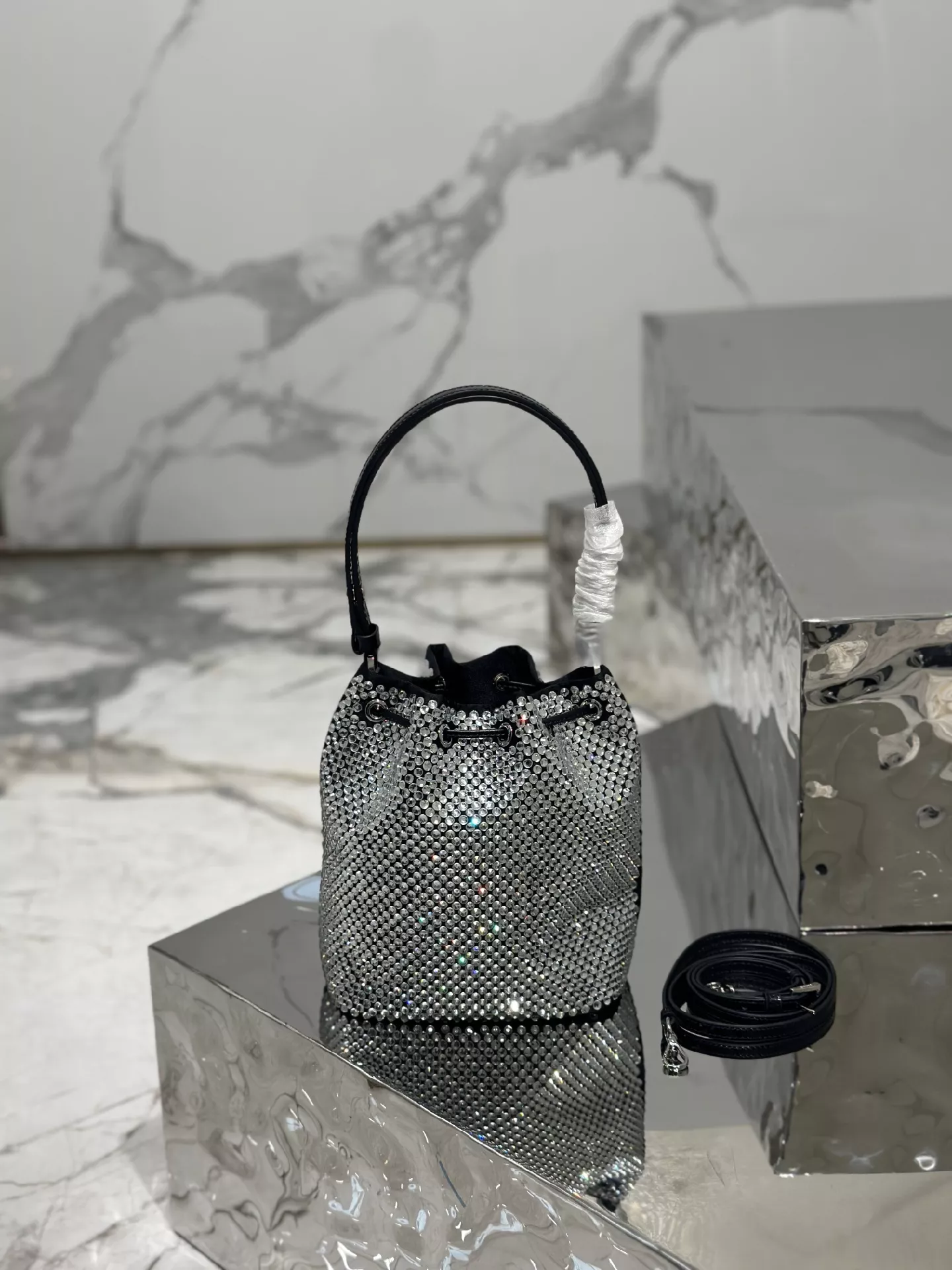 Crystal Mesh Bucket Handbags