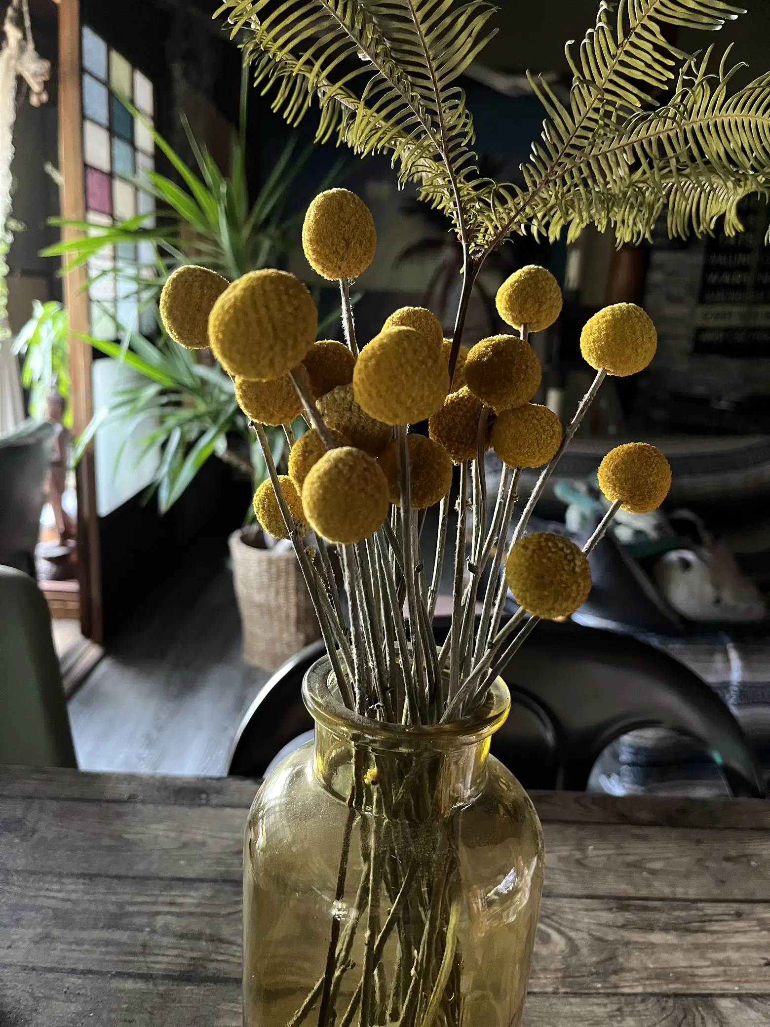 ドライフラワー スワッグ ガーランド ミモザ ライム ナチュラル カントリー