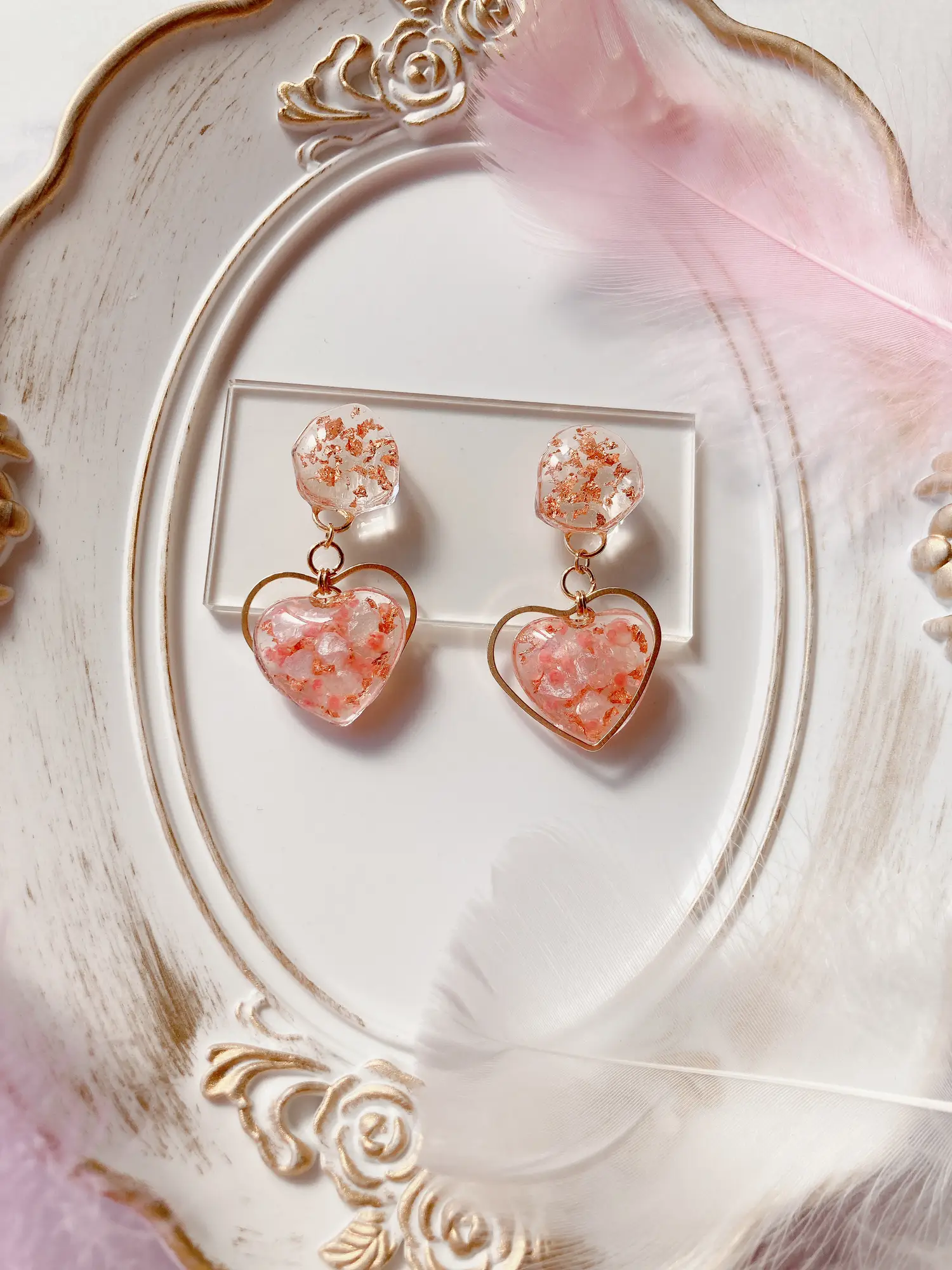 ビジュー入り 冬デザインハートレジンヘアゴム