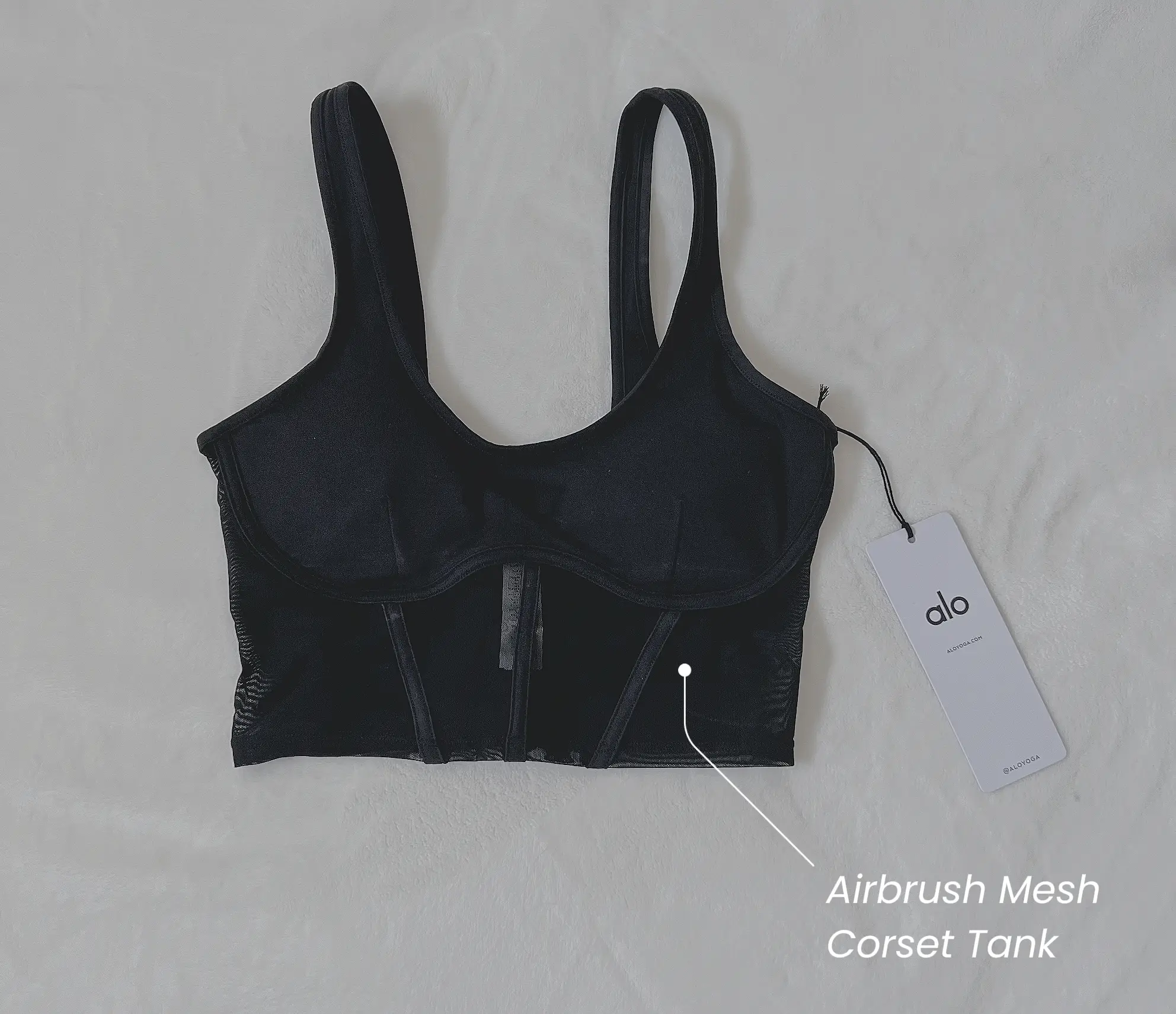 Airbrush Streamlined Bra Tank - Ivory/Black  Bra tanks, Popular clothing  brands, Alo yoga