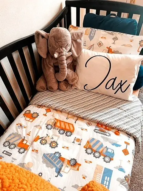 Construction crib best sale bedding set