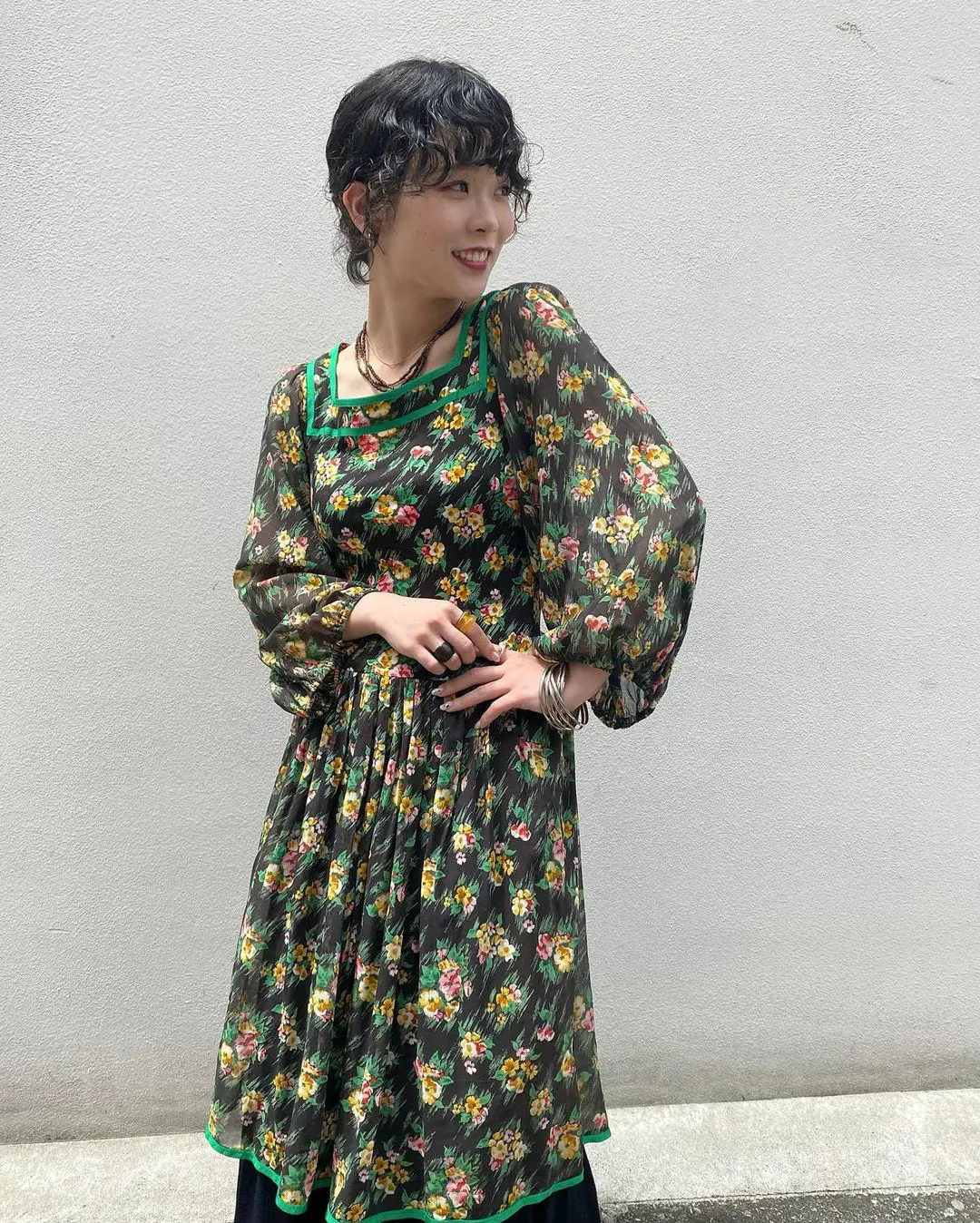 ❤️New❤️18 vintage ヴィンテージ レトロ 柄 シャツワンピース