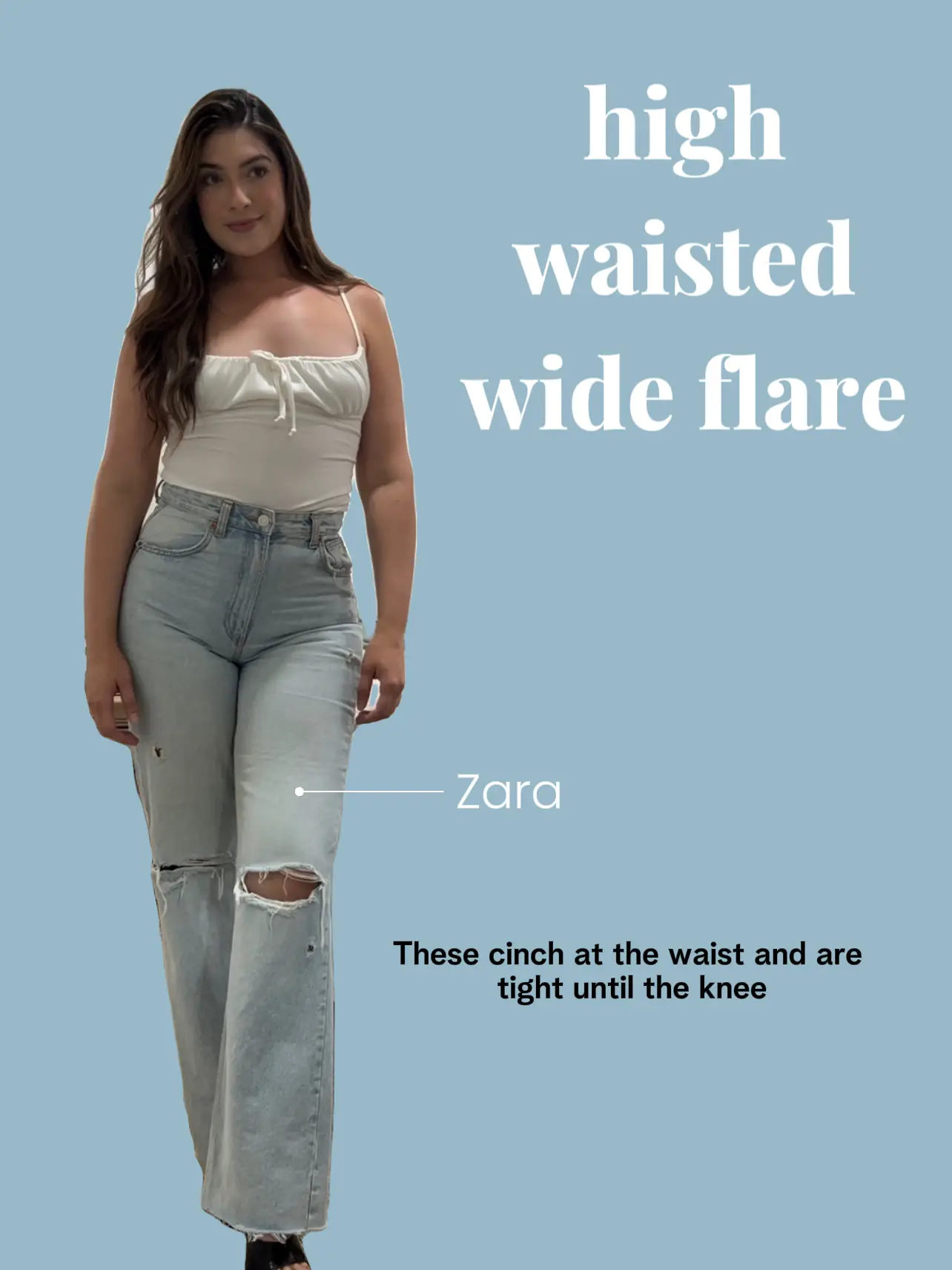 Zara mid blue wide leg cropped sailor jeans