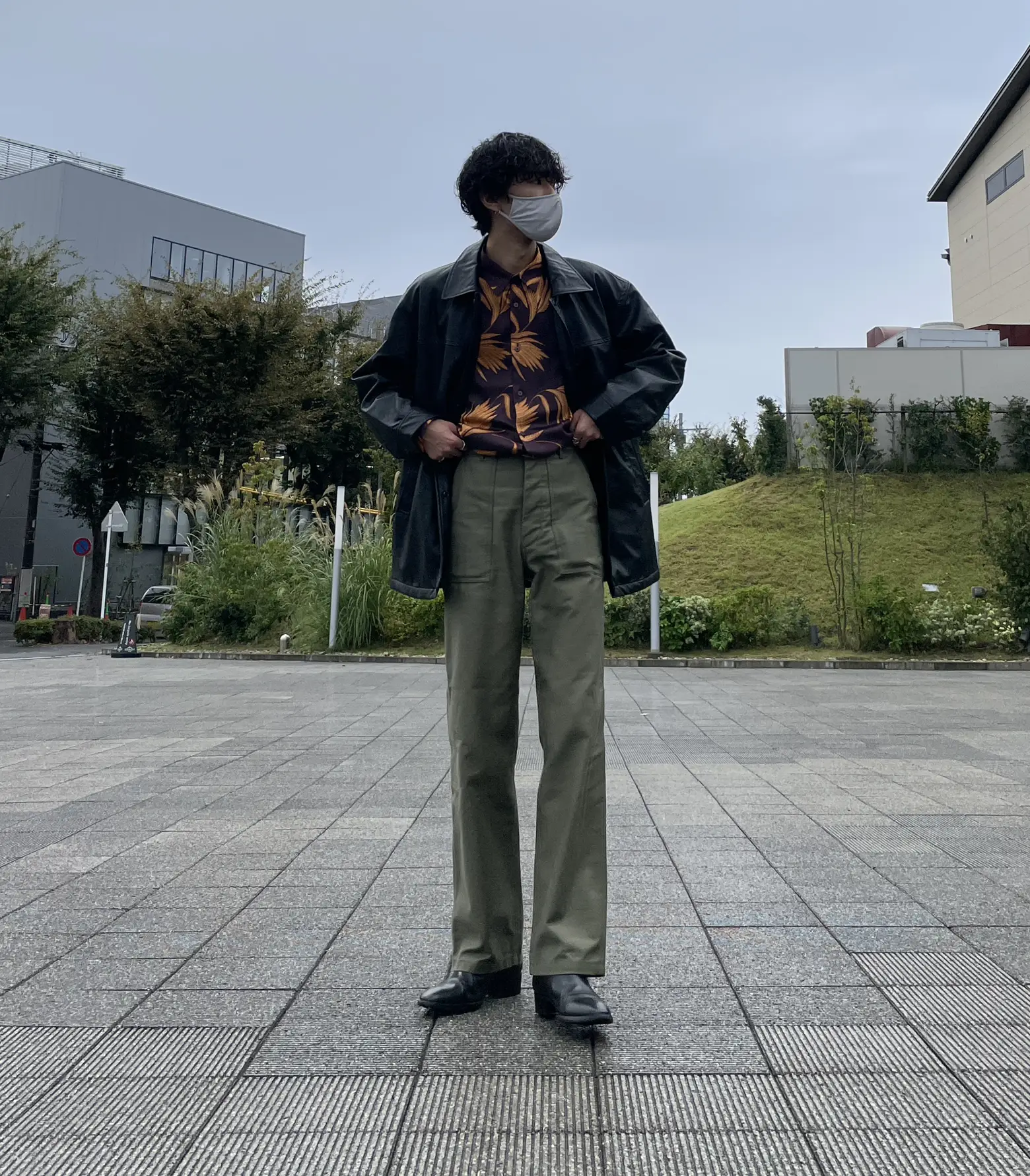 green(現hyke) コットン ミリタリージャケット サファリ カーキ 揺らさ M