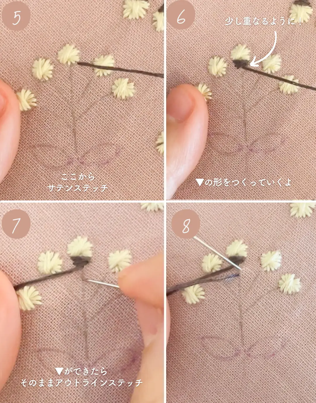 図案と作り方】🥀小花模様で総柄刺繍ポーチ | ハイトモニカ✺ 刺繍の