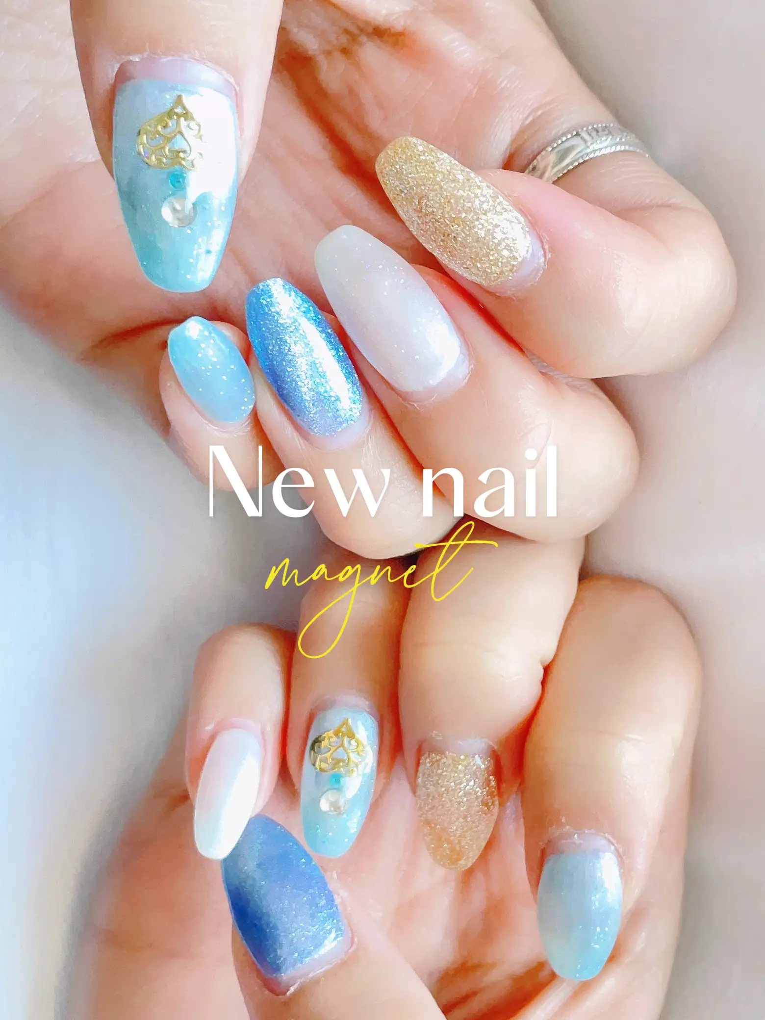 ネイルチップ 夏 マグネット 大人ネイル ミラー ナイト ♡A Nail