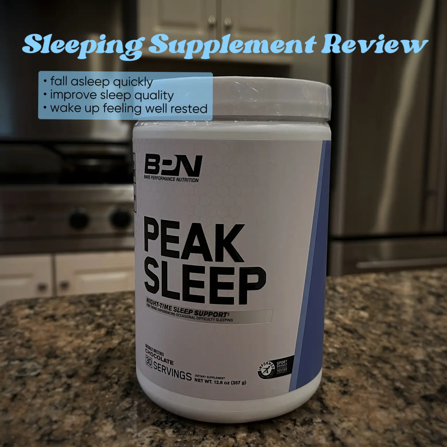 BARE PERFORMANCE NUTRITION, BPN Peak Sleep Night-Time Sleep Support  Supplement, Chocolate