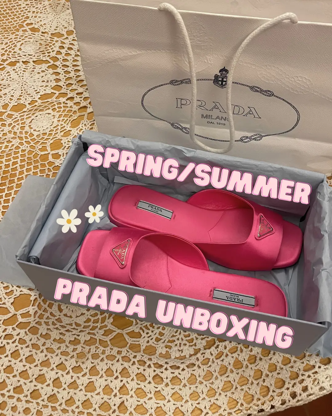 Pink discount prada slides