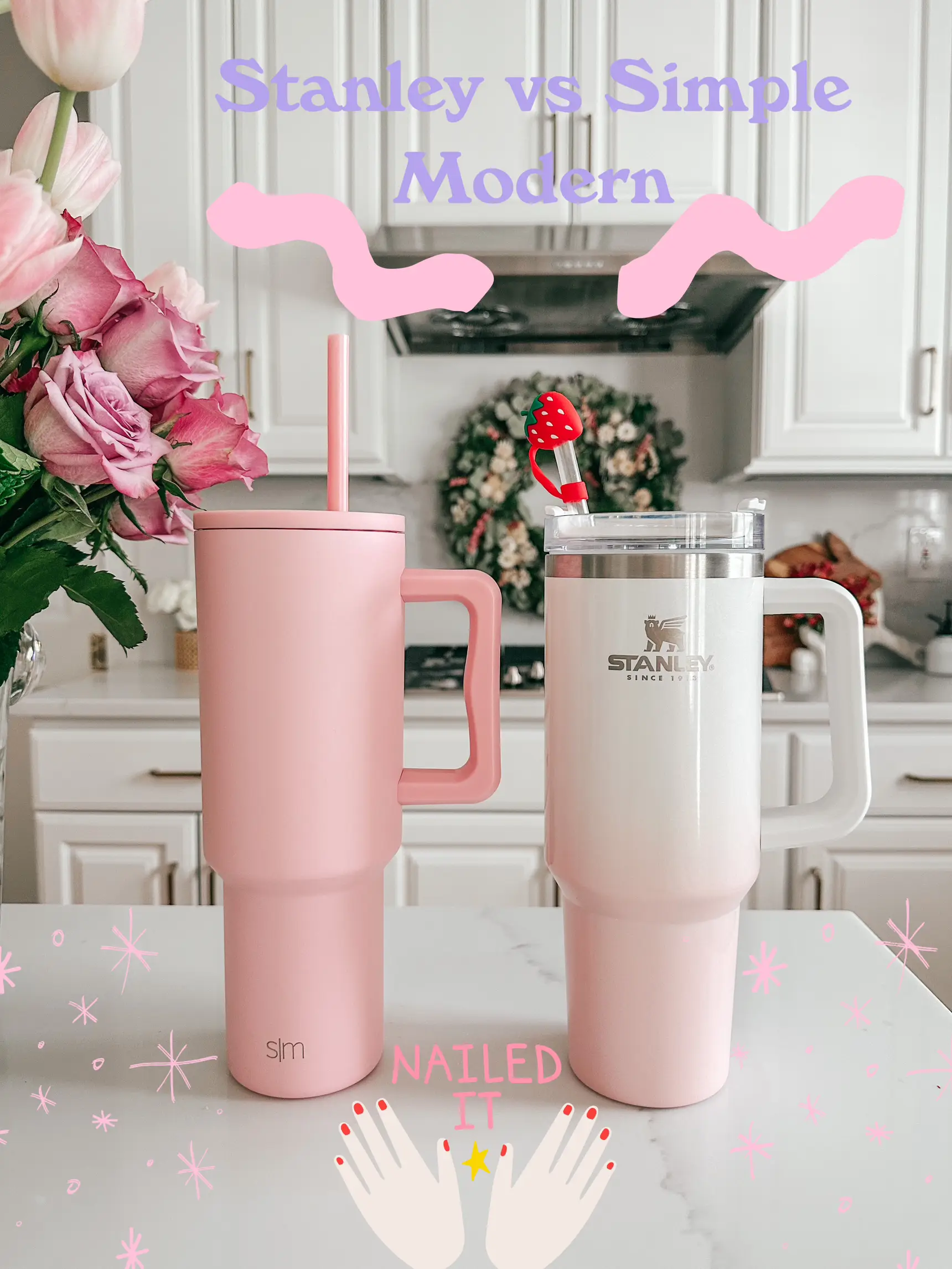 Review Simple Modern 40 oz Tumbler with Handle & Straw Blush Pink I LOVE  IT!!! Better Than Stanley 