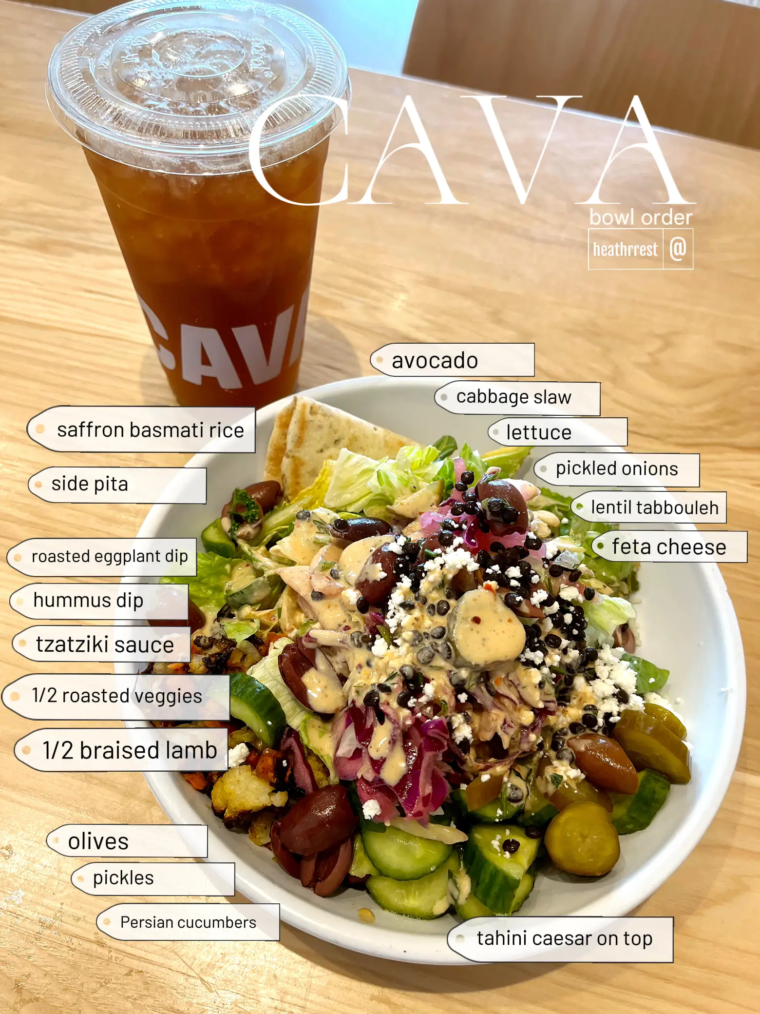 CAVA RICE BOWL ORDER MUST TRY Heather Rest Lemon8