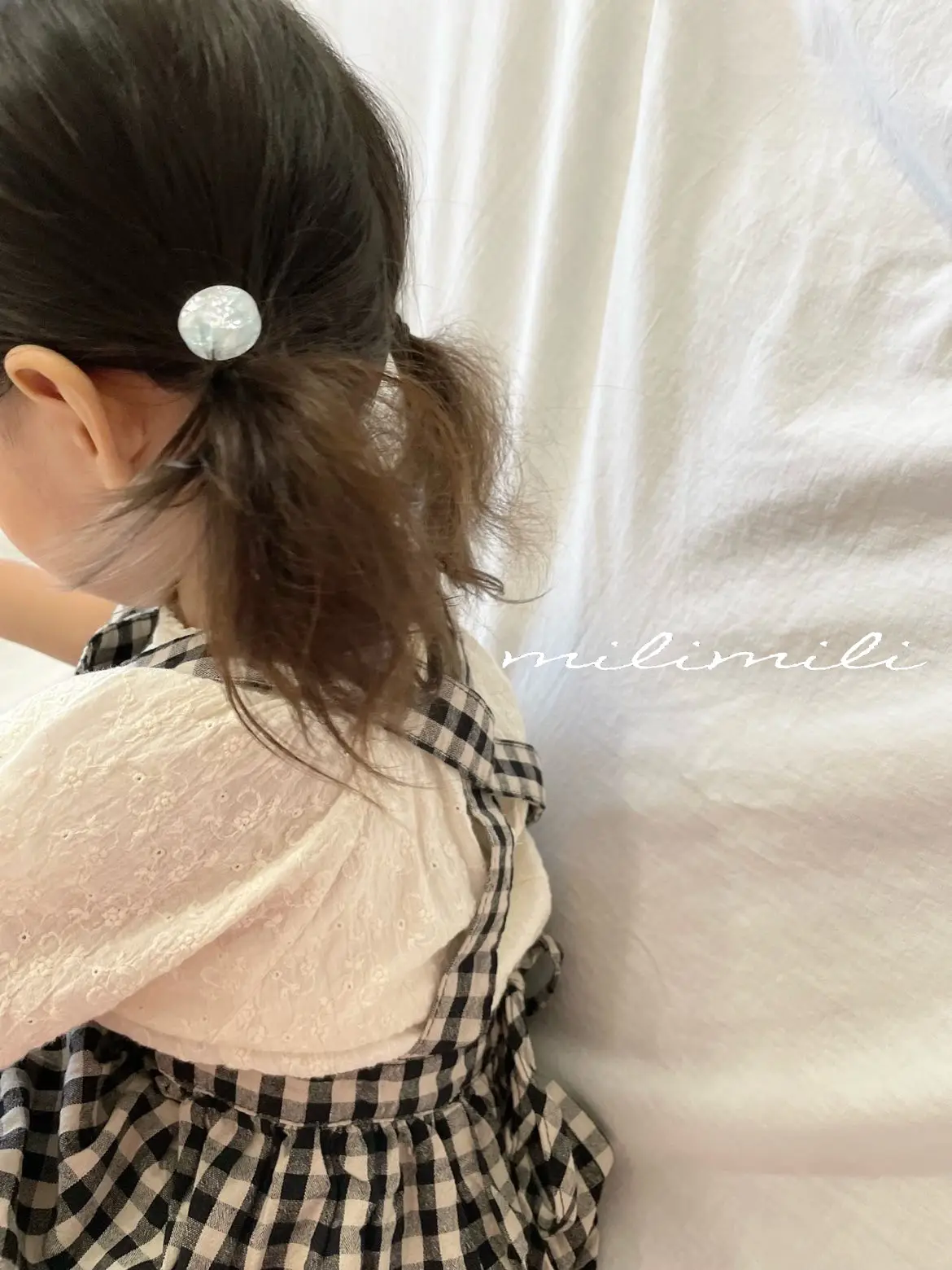 うさちゃんブルー系ラウンドレジンヘアゴム ポニーフック変更可能。