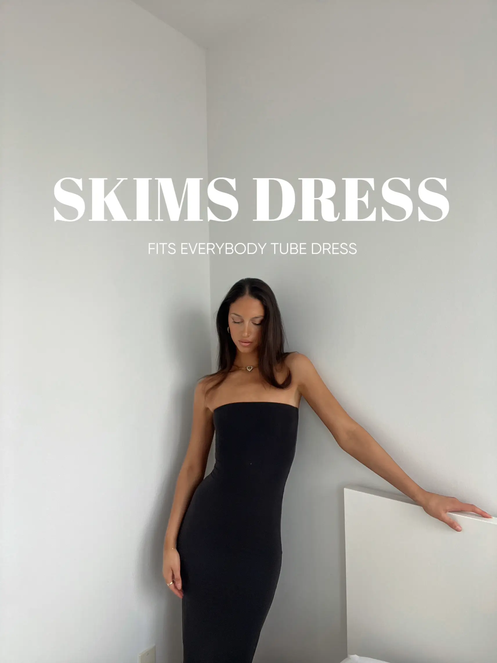 Kim Kardashian wears the #SKIMS Fits Everybody Tube Dress in Neon Pin