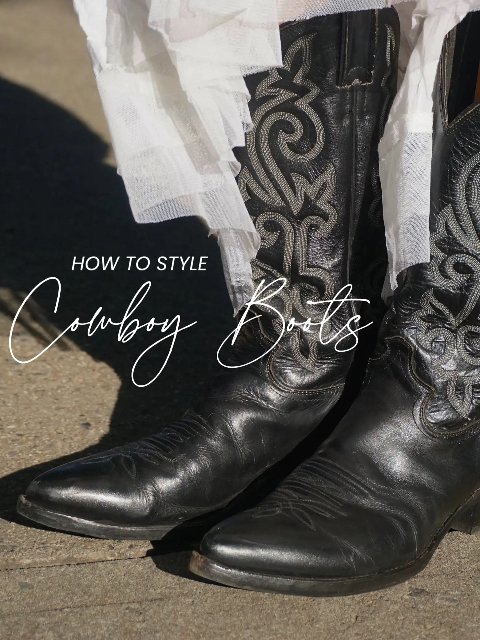 How to style white cowboy boots wearing black pants 👢 Let me know you
