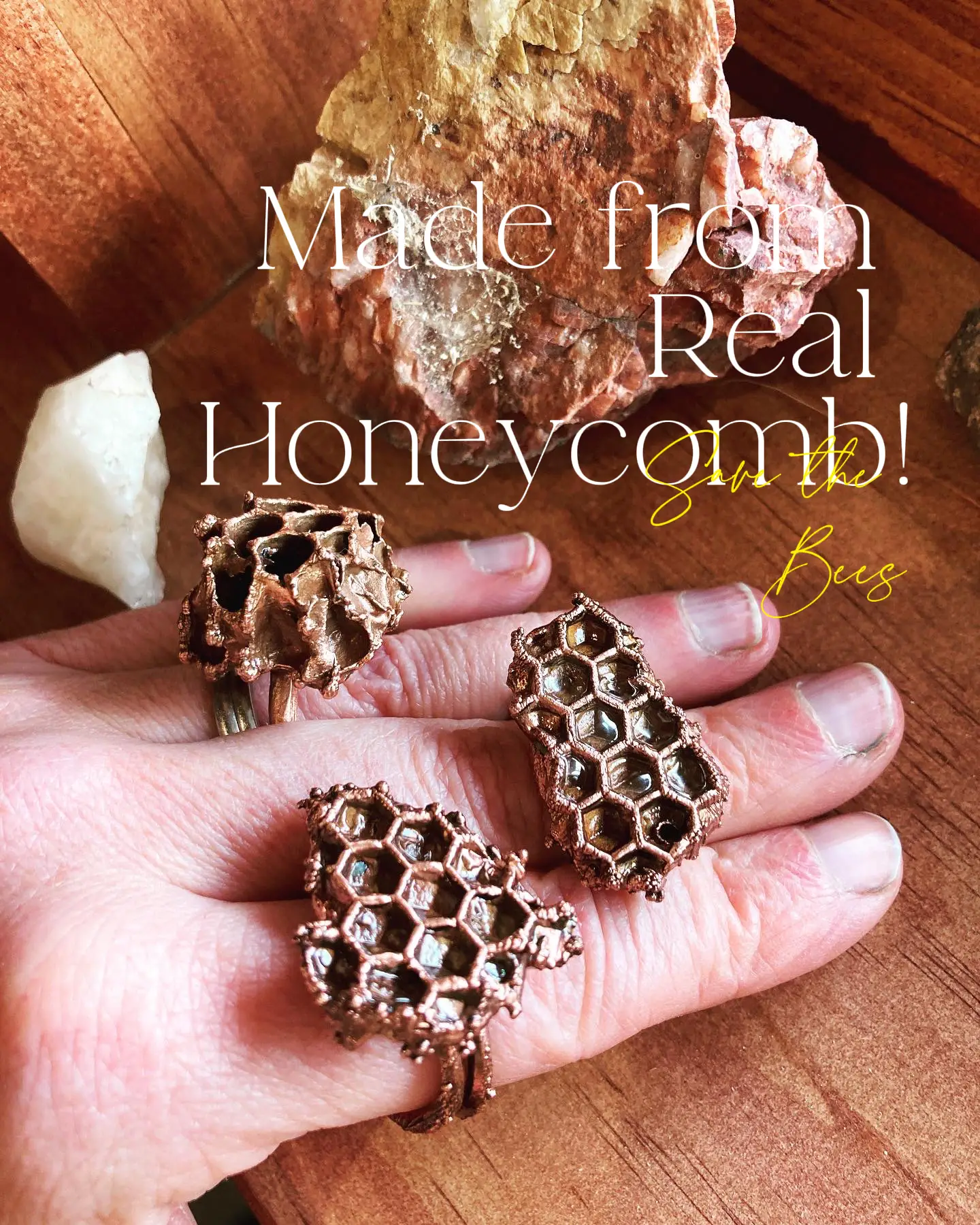 Save the bees!! Jewelry made from REAL Beehive