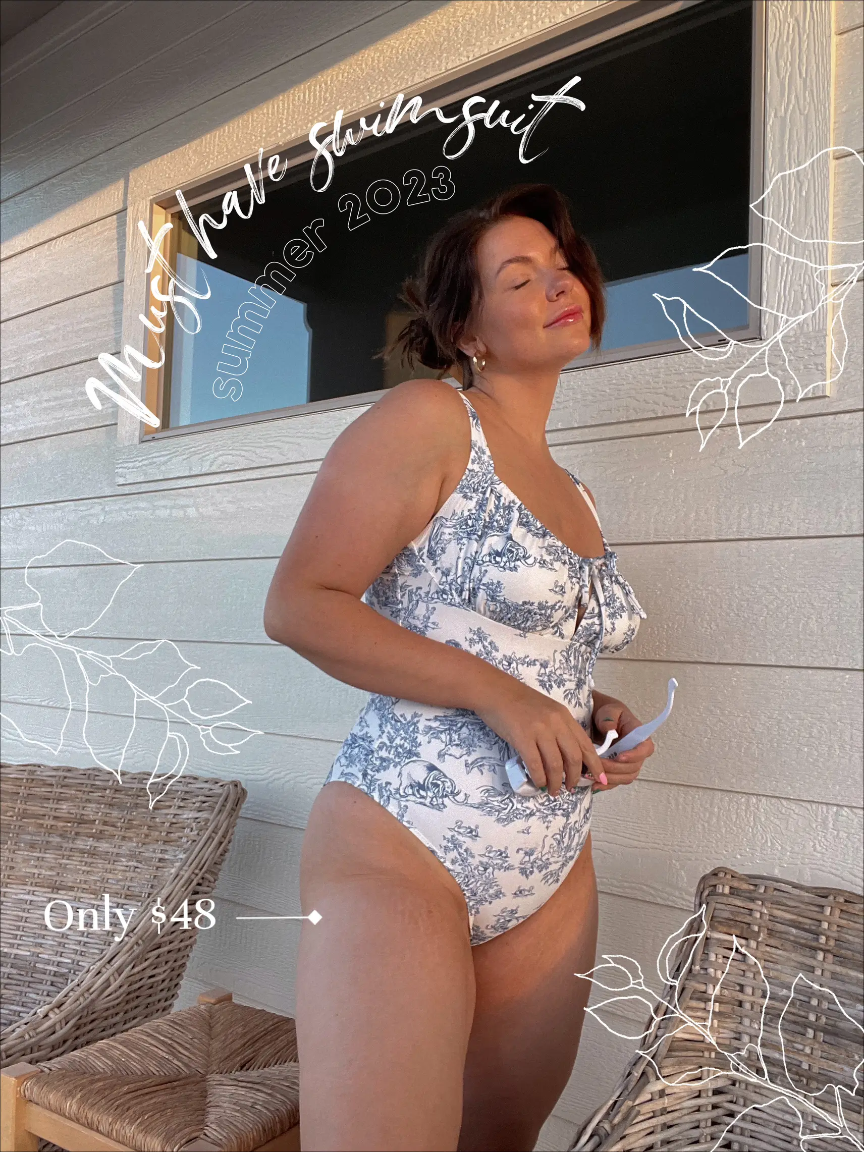 One Piece Swimsuit Sexy Long Sleeve Tropical Print Swimwear 2023 Women  Bandage Monokini Hollow Out Bathing Suit String Beachwear