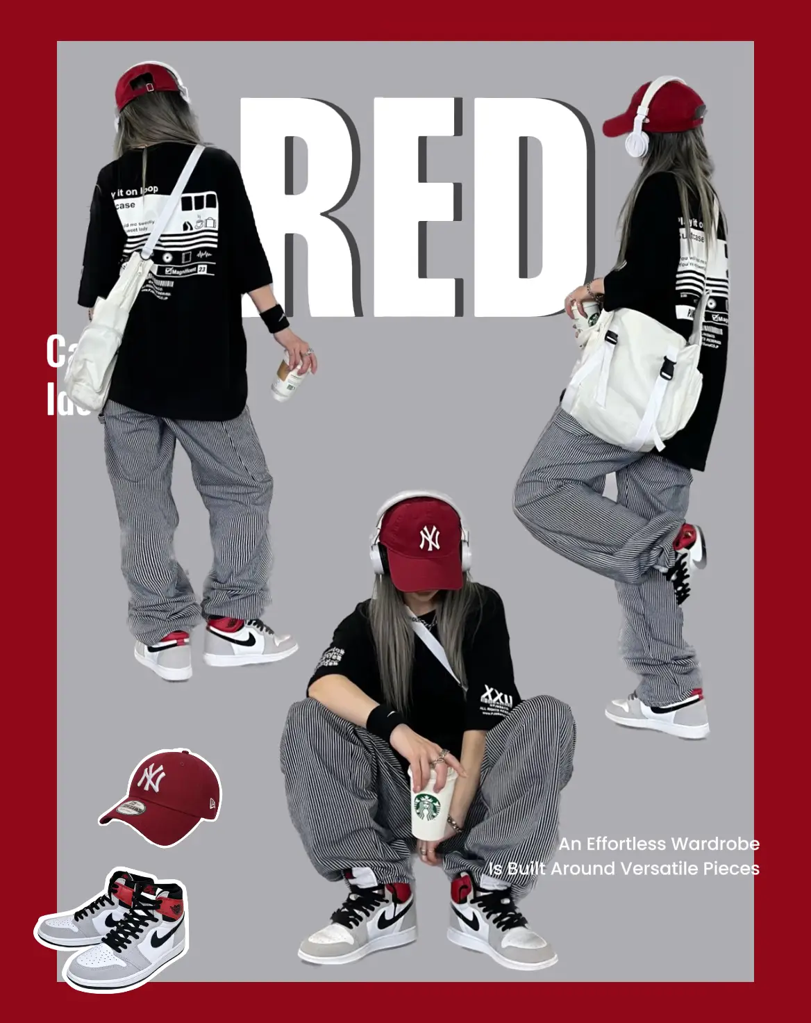 差し色RED♥️ お気に入りJORDAN1コーデ | 𝓴𝓲𝓴𝓾が投稿したフォト