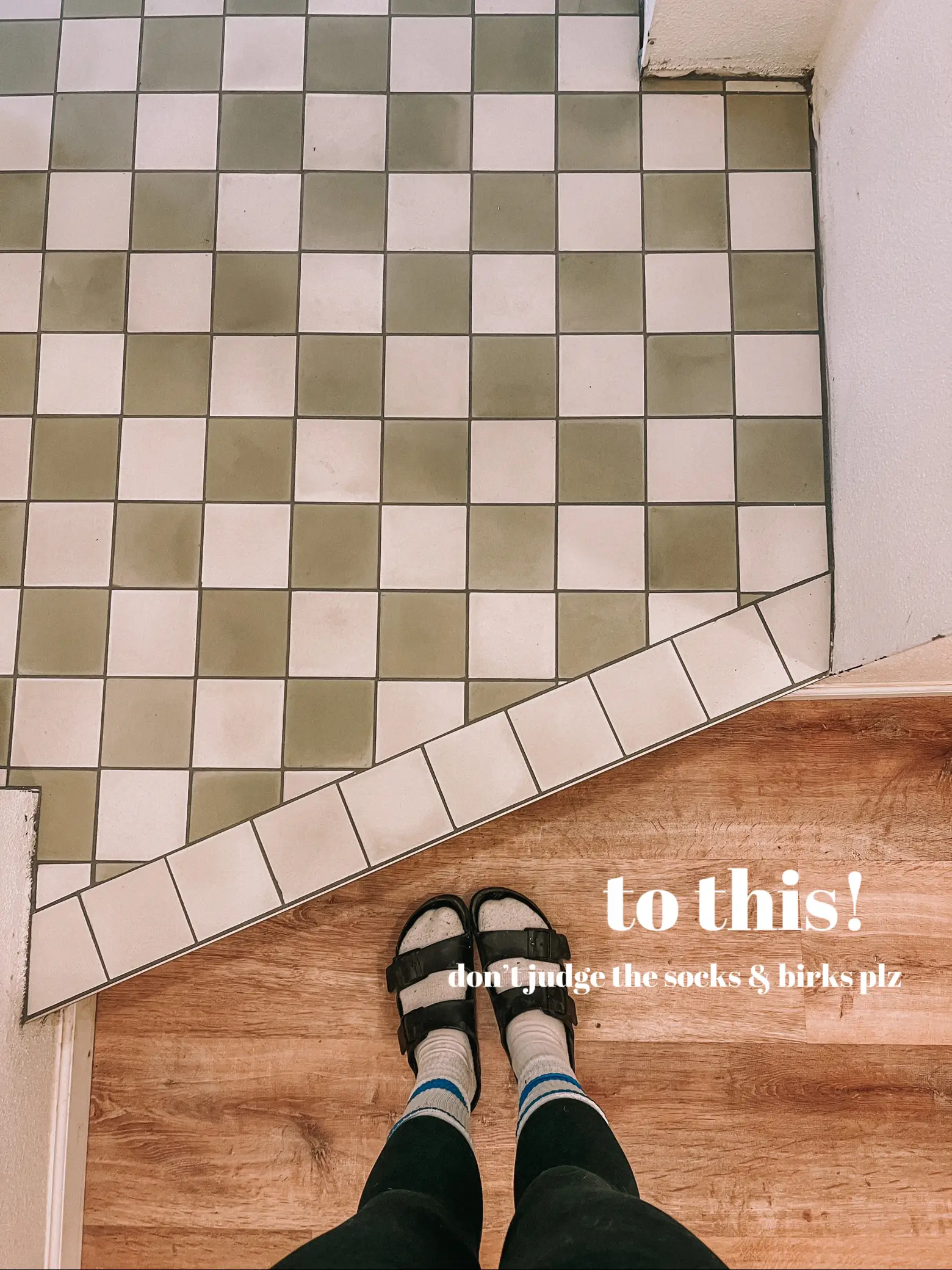 home reno update: new checkered tile floors! | Gallery posted by abbey |  Lemon8