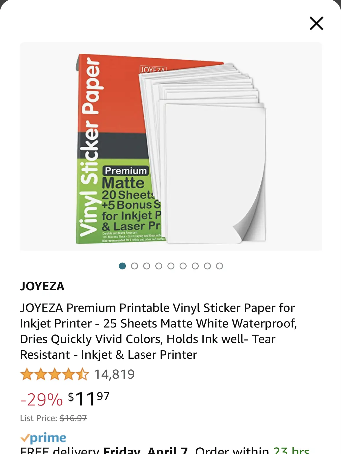 vinyl sticker paper joyeza 20 shets
