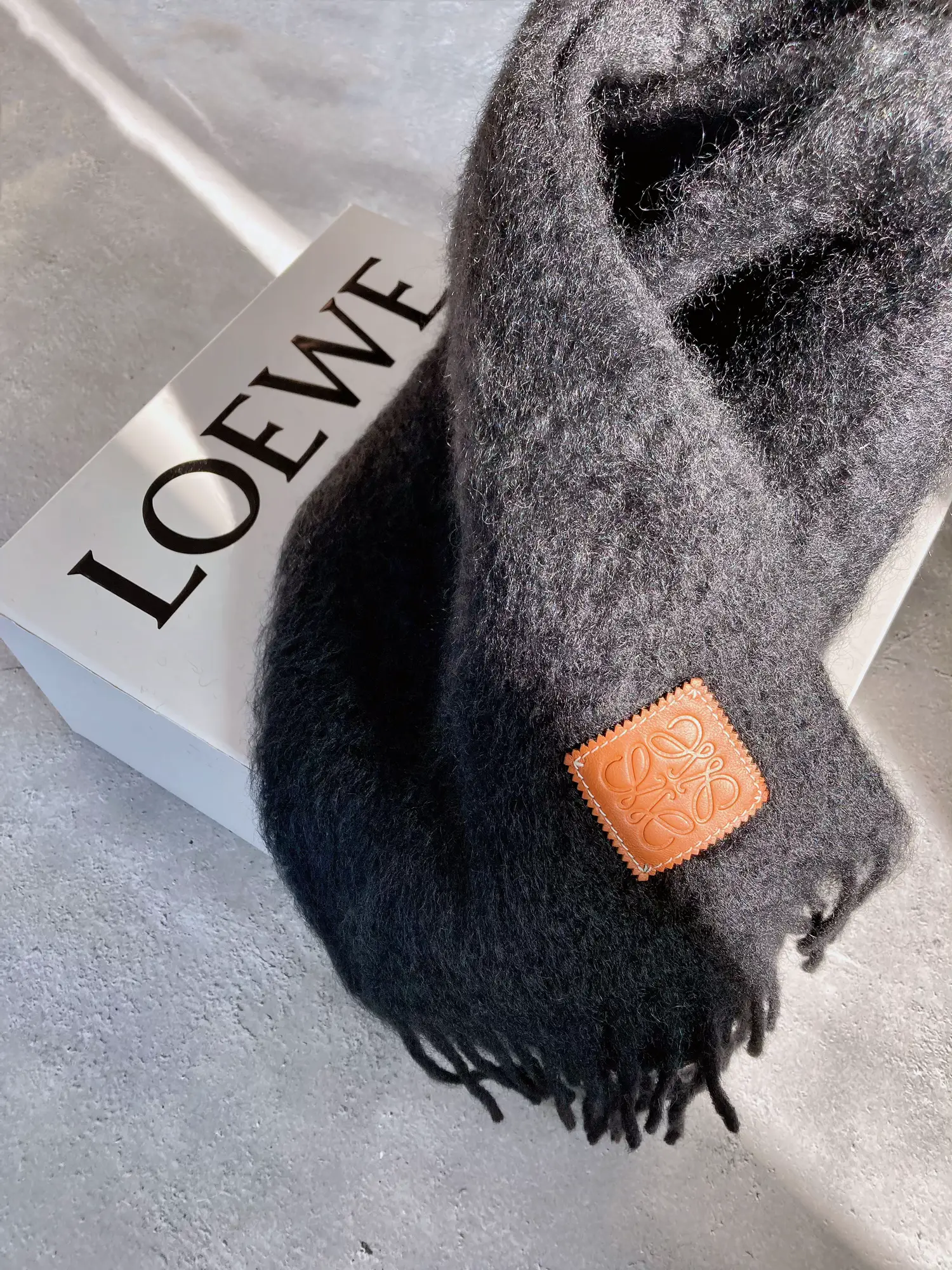 Loewe スカーフ 男女兼用 ウール\u0026モヘア(キャメル/ブラック ...