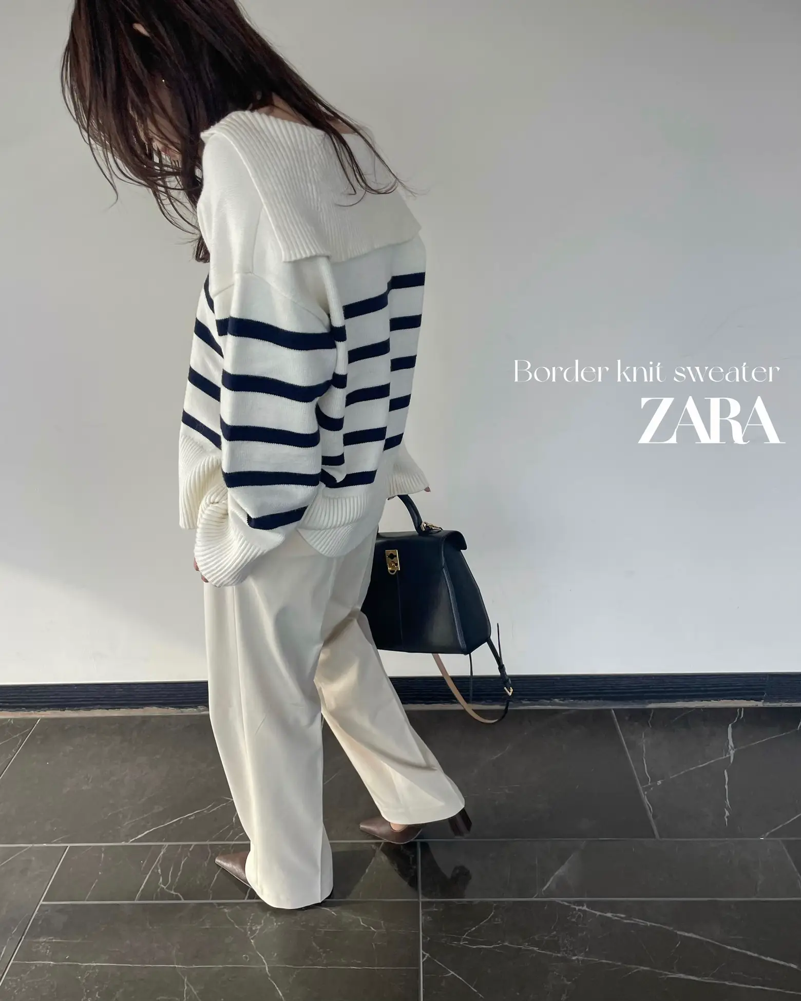 ZARA♥︎ボーダーニット♥︎UNIQLO♥︎タックワイドパンツ 