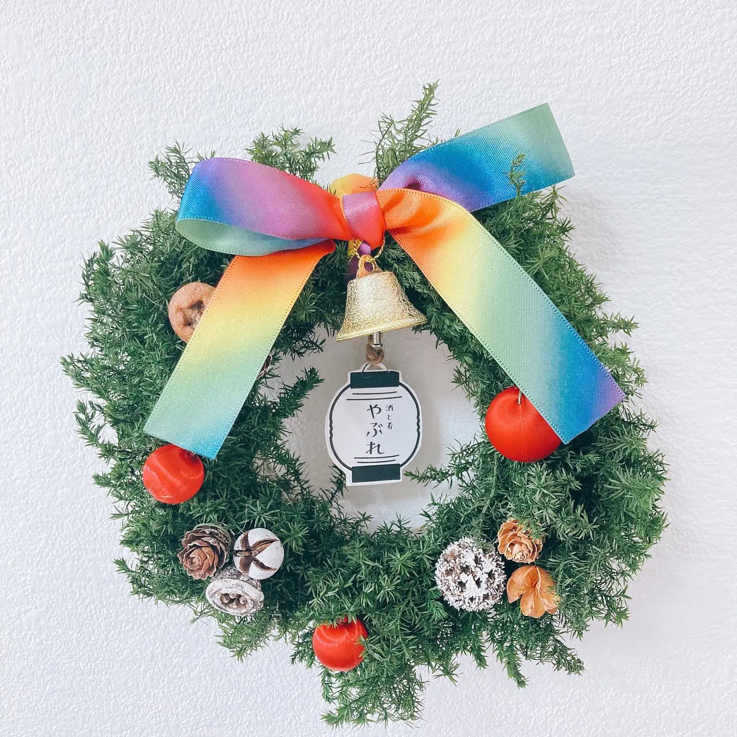 オレンジとブルーリボンのクリスマスリース♡ オレンジとブルーリボンのクリスマスリース♡
