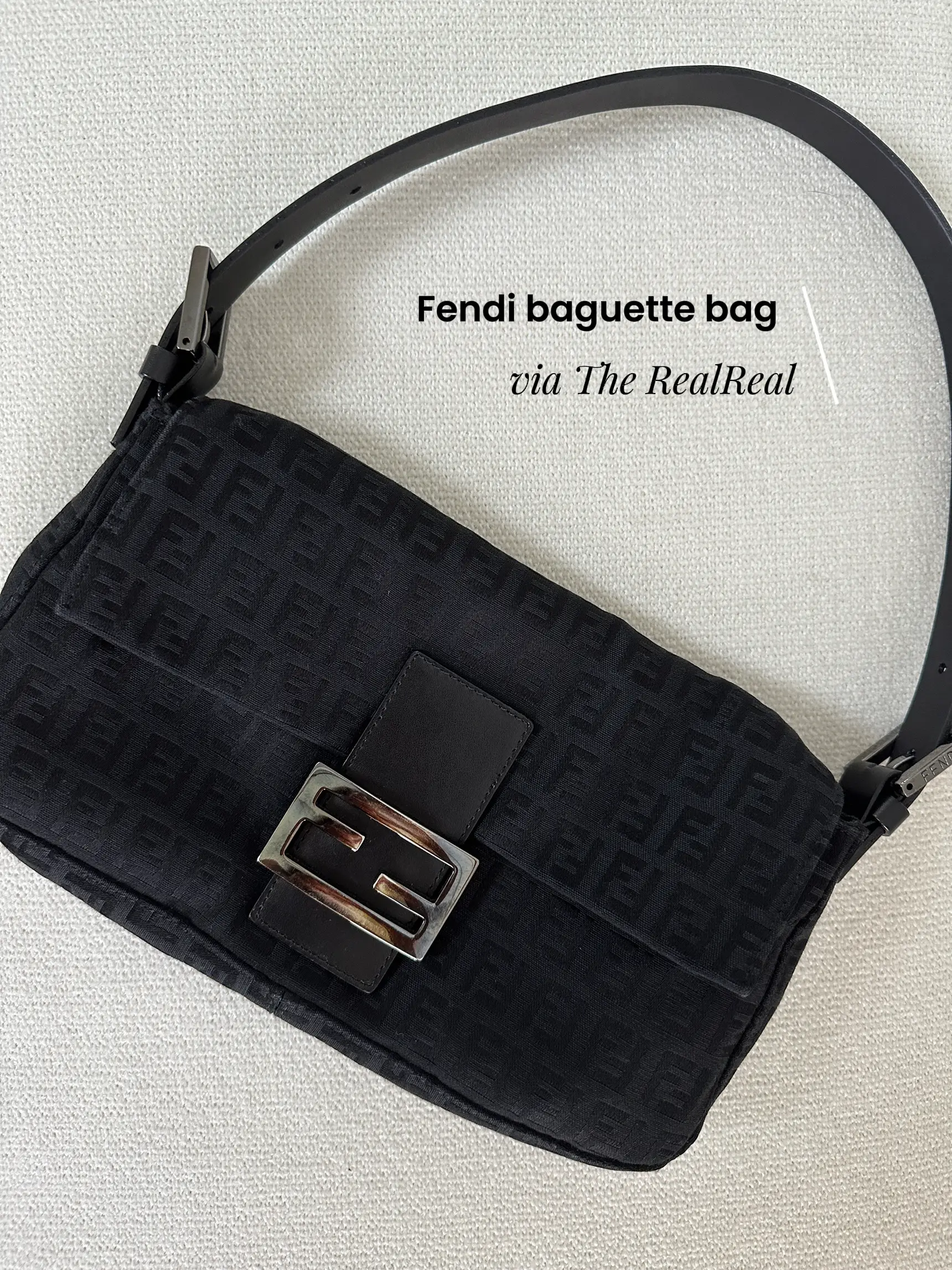 Fendi Baguette  Black bag outfit, Black leather bags, Fendi