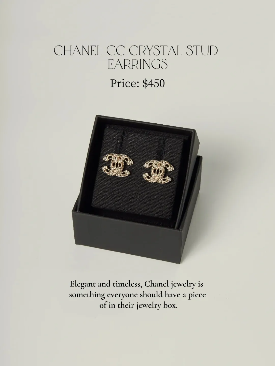 CHANEL Crystal Large CC Earrings Gold 1239492