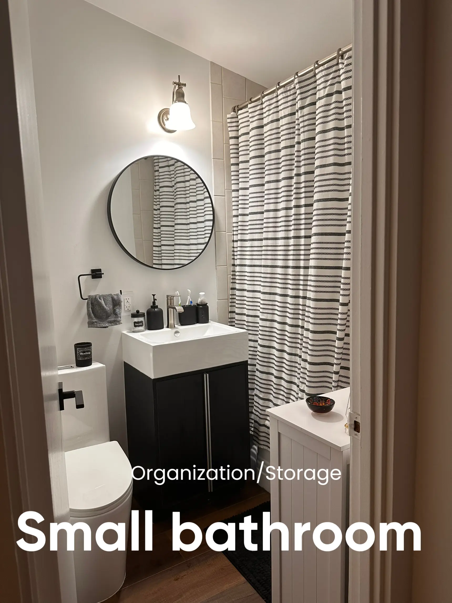 Small bathroom organizing & storage