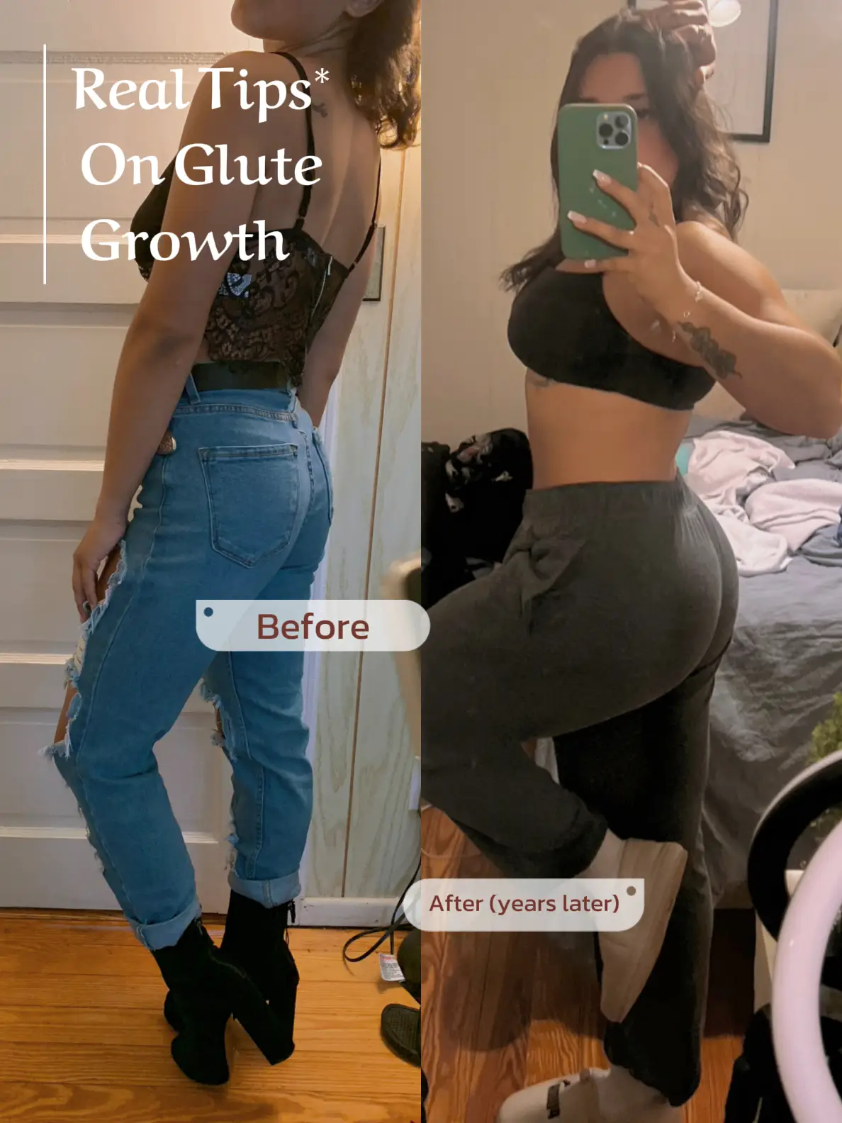 Glute growth discount before and after