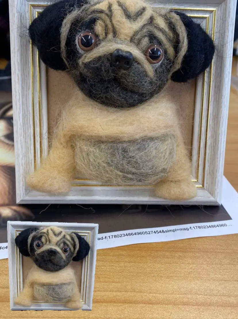 羊毛フェルト ハンドメイド パグ お座りポーズ 困った顔 【公式通販】