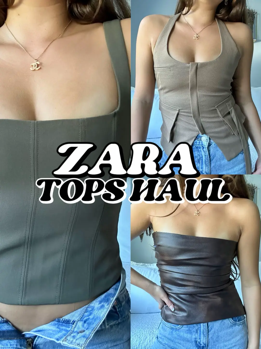 Zara jeans corset-like tank top Size XS! Super cute! - Depop