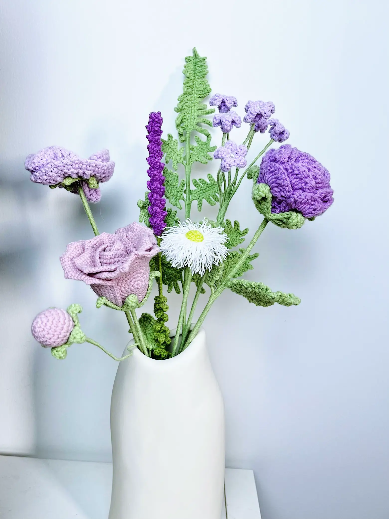 毛糸の花束 枯れない花 ブーケ かぎ編み バラ チューリップ ビタミン大  