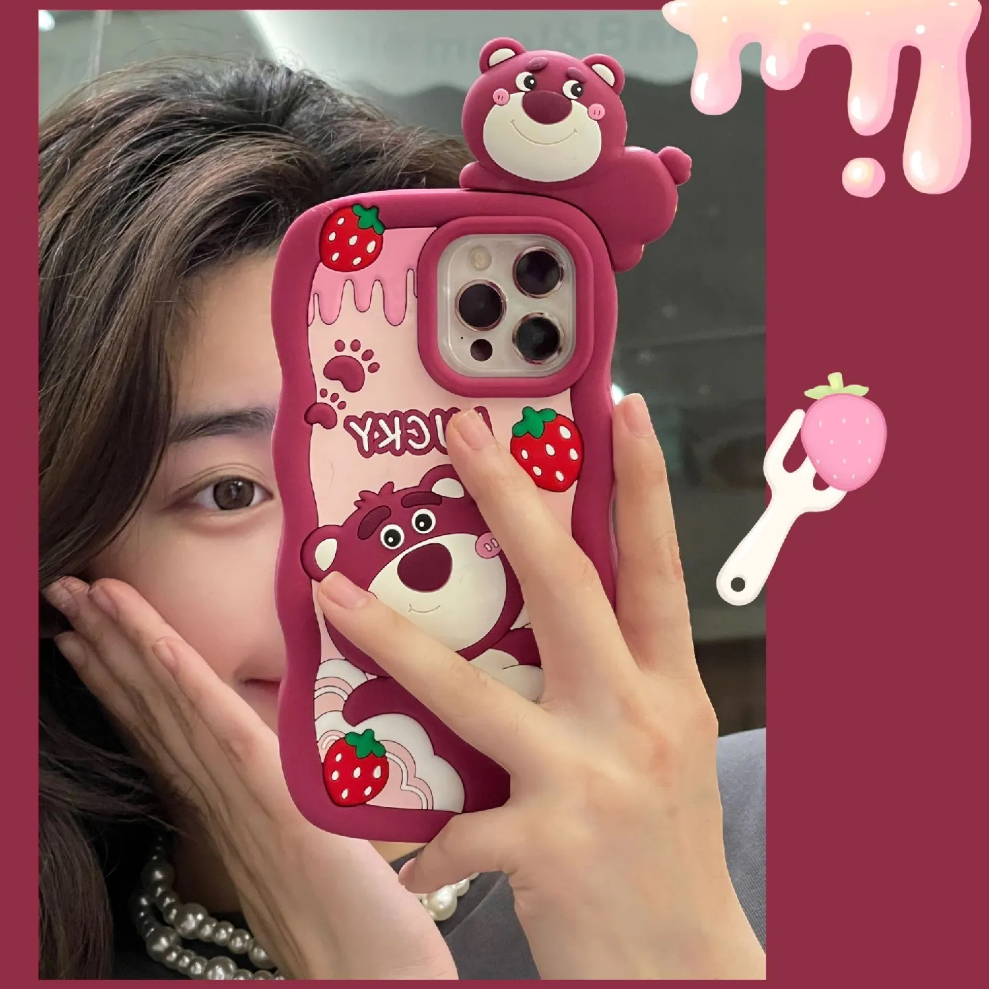499円以上！いちごのプーさん柄のiPhoneケースをゲット！耐衝撃には 