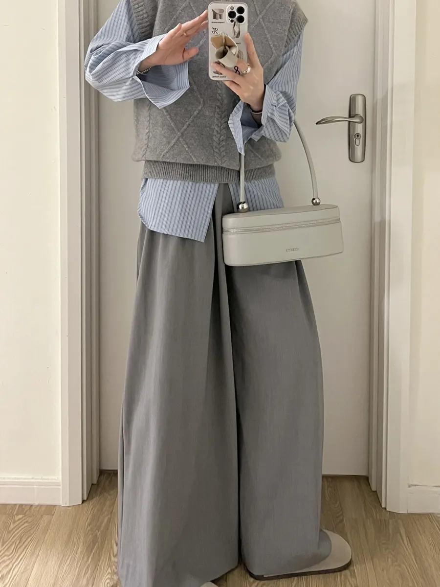 Fall 2020 Women Harajuku Style Designer White Pants Neutral Handsome Cargo  Pants Casual Korean Chic Retro Utility Pants Women