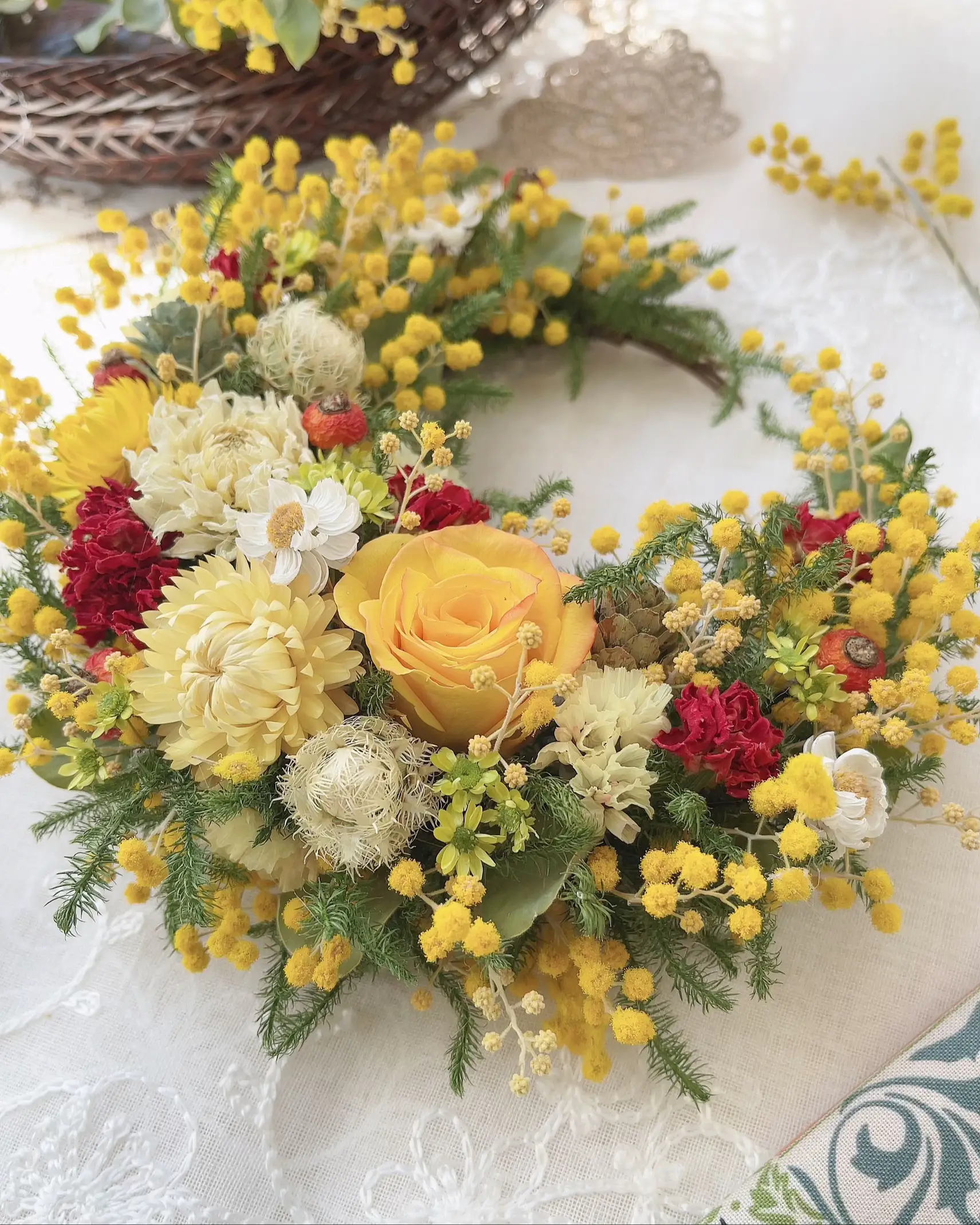 ミモザの春待ちリース　ハンモック　ミモザリース ミモザの春待ちリース ハンモック ミモザリース 【公式通販】