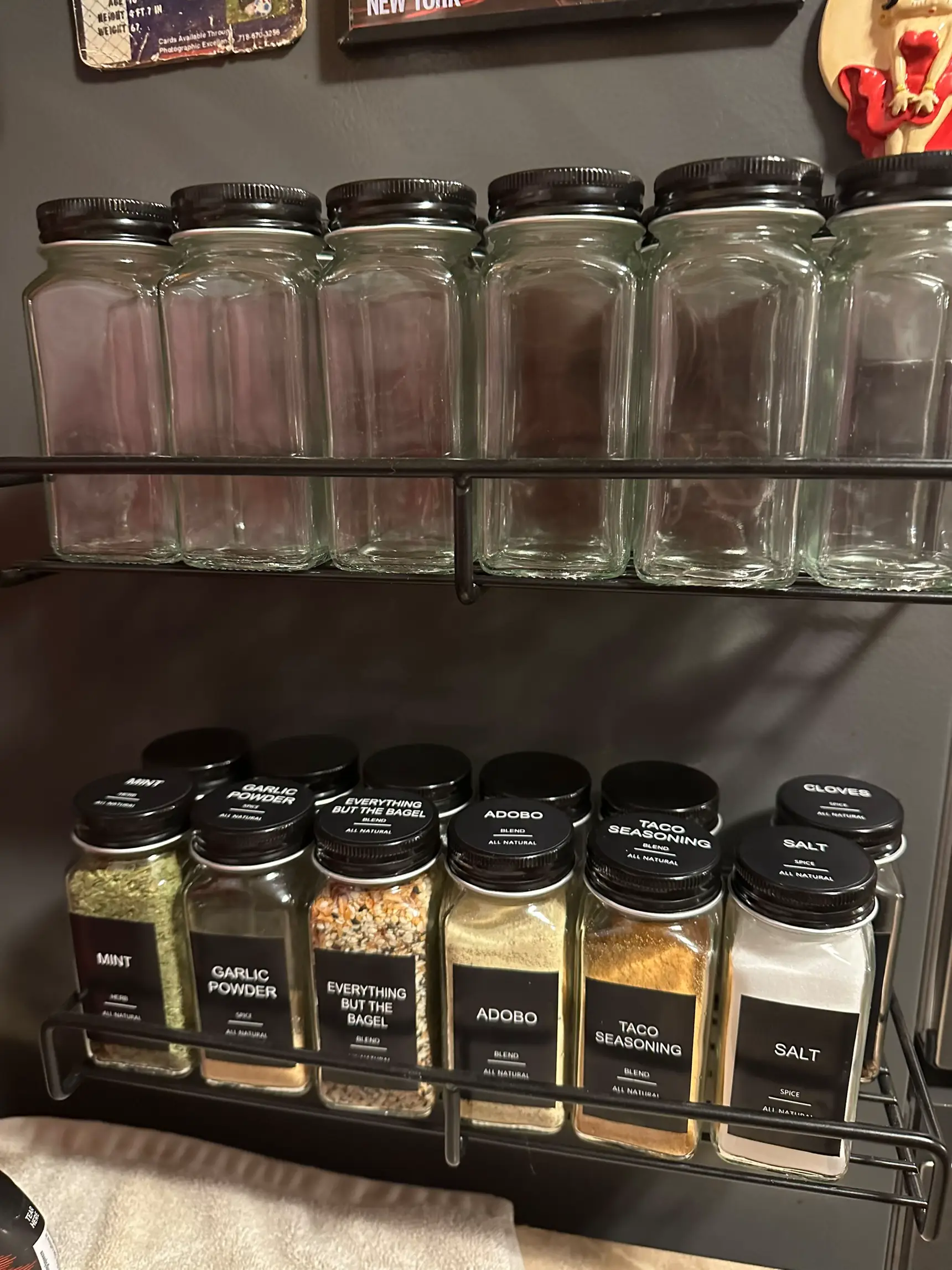 SPICE UP YOUR LIFE & your spice rack with jars and the rack! Ordered this spice  jar and label set and am obsessed with how pretty they look…