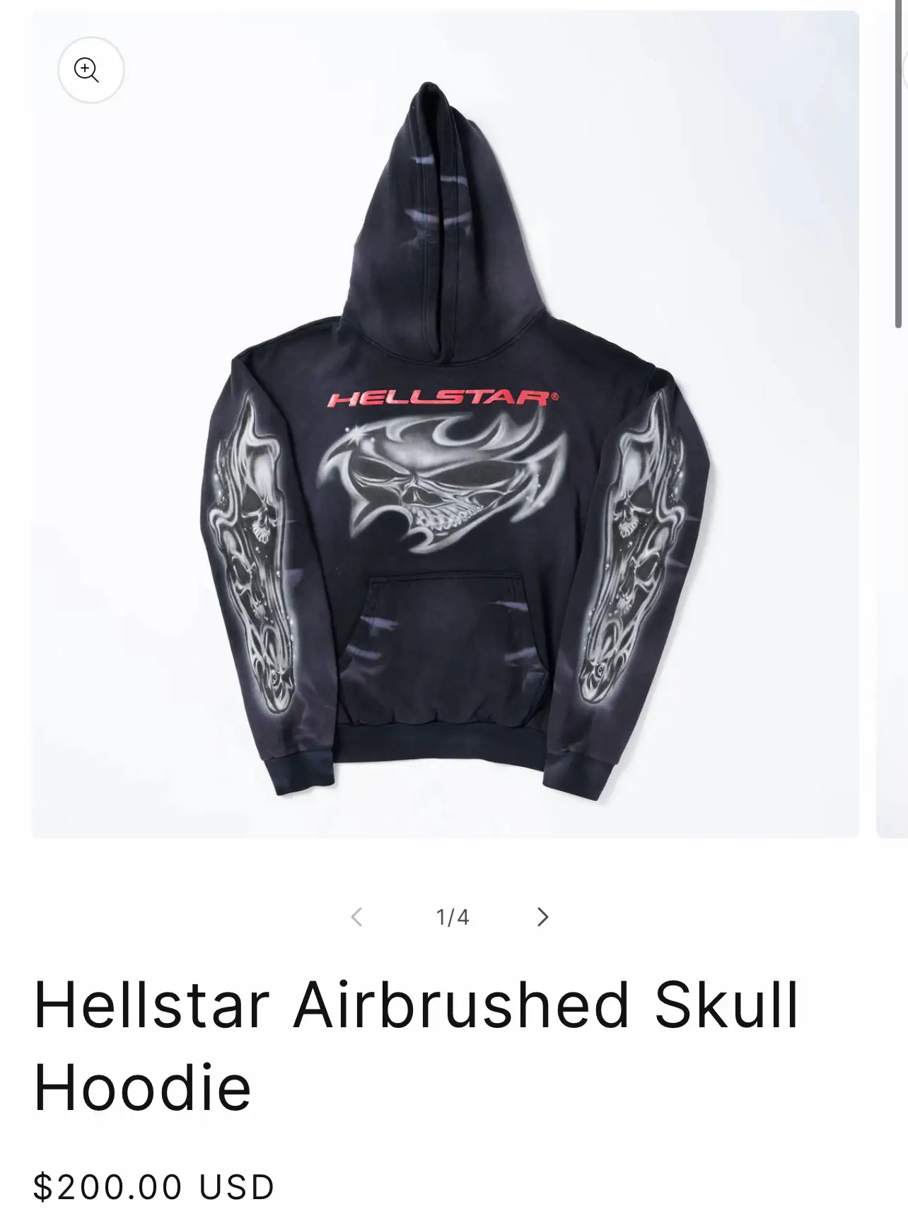 Hellstar Airbrushed Skull Hoodie Black
